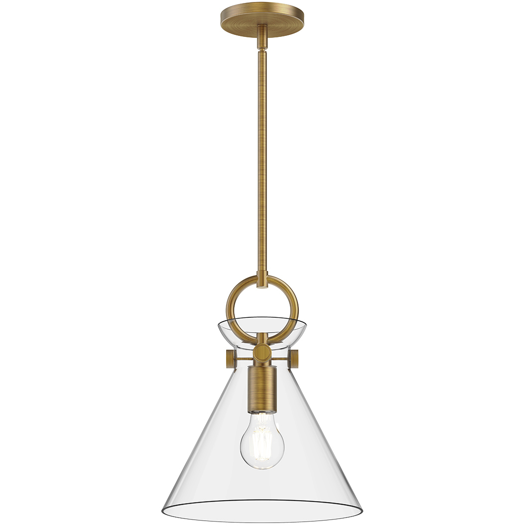 Alora Mood Emerson 1 Light 10.5 inch Aged Gold Pendant Ceiling Light in Clear Glass