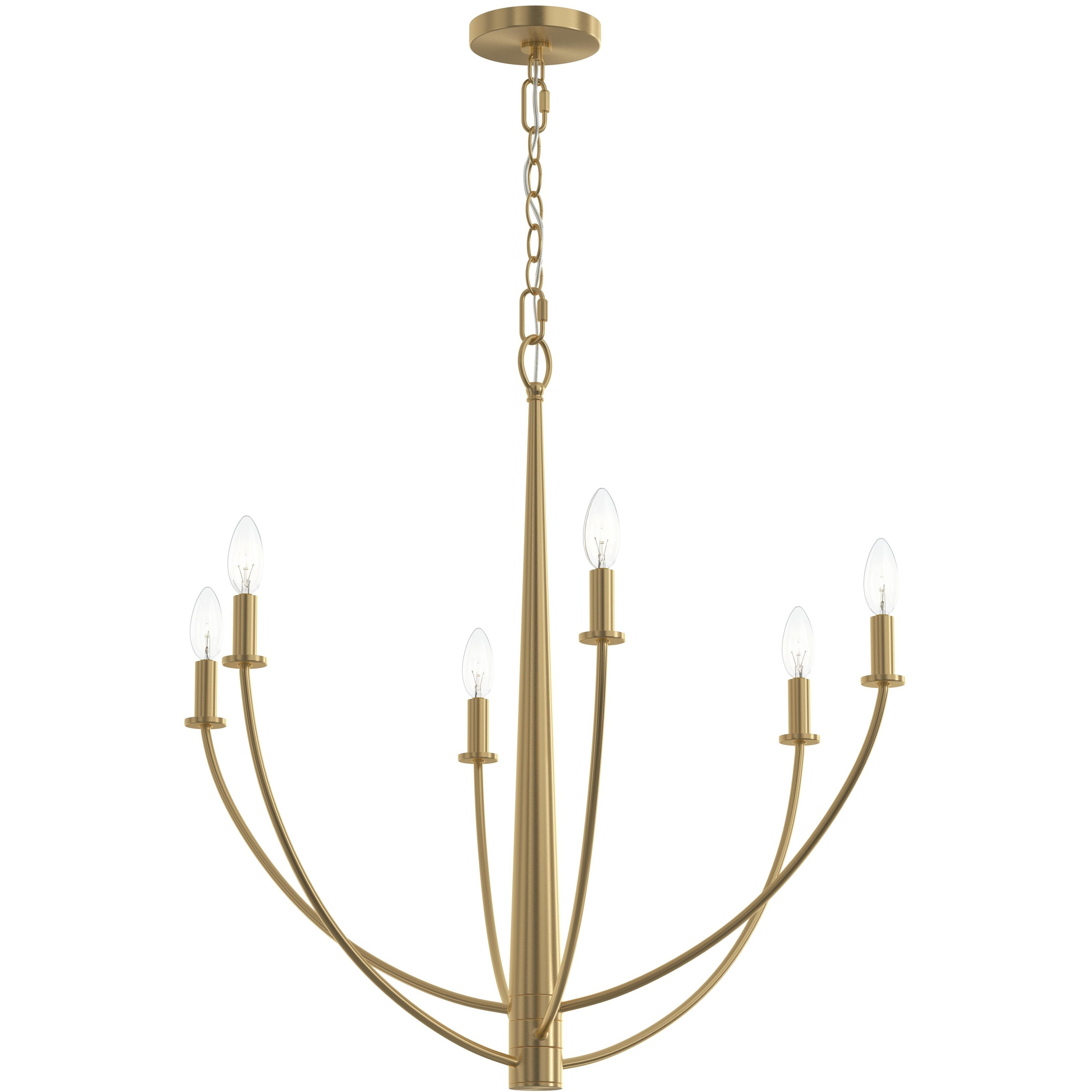 Jheni 6 Light 28 inch Brushed Gold Chandelier Ceiling Light