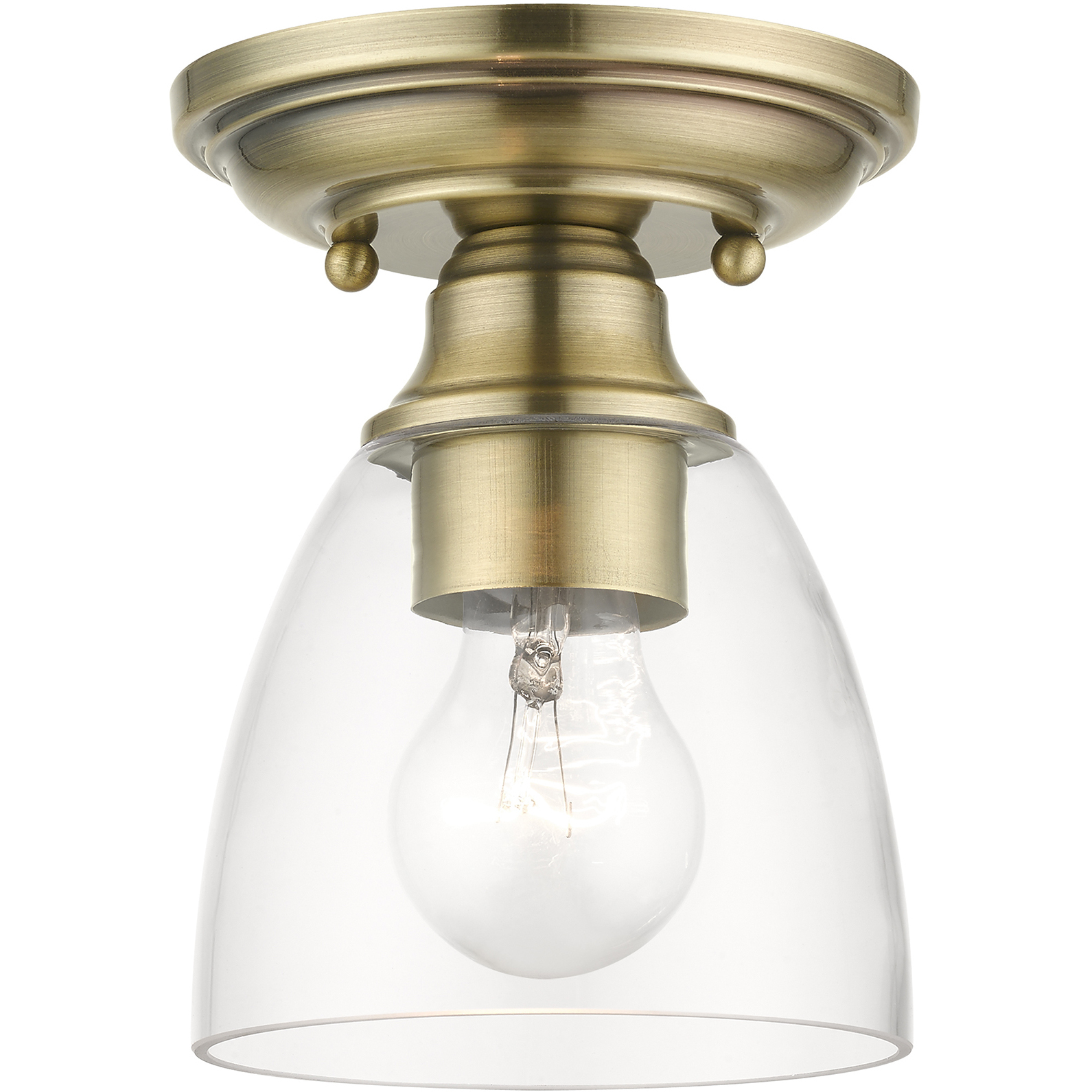 Montgomery 1 Light 5.38 inch Antique Brass Semi-Flush Ceiling Light, Petite