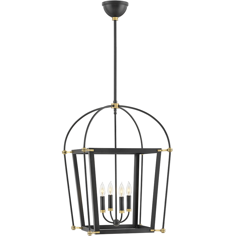 Selby 4 Light 20 inch Black with Heritage Brass Indoor Chandelier Ceiling Light