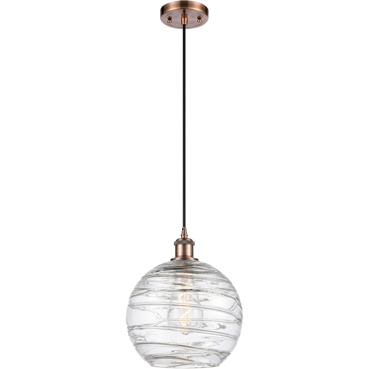 Ballston Large Deco Swirl 1 Light 10 inch Antique Copper Mini Pendant Ceiling Light, Ballston
