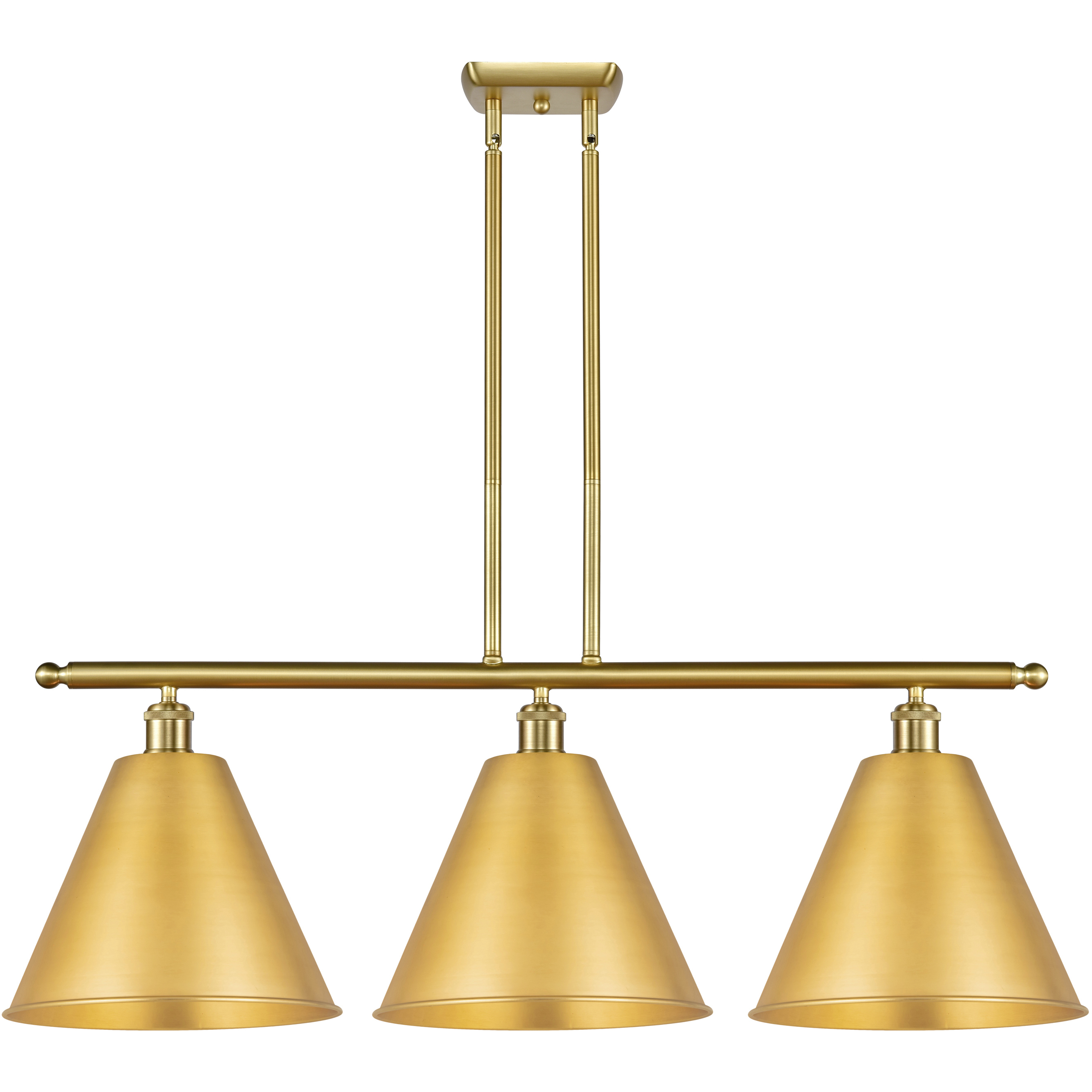Ballston Cone 3 Light 39 inch Satin Gold Island Light Ceiling Light