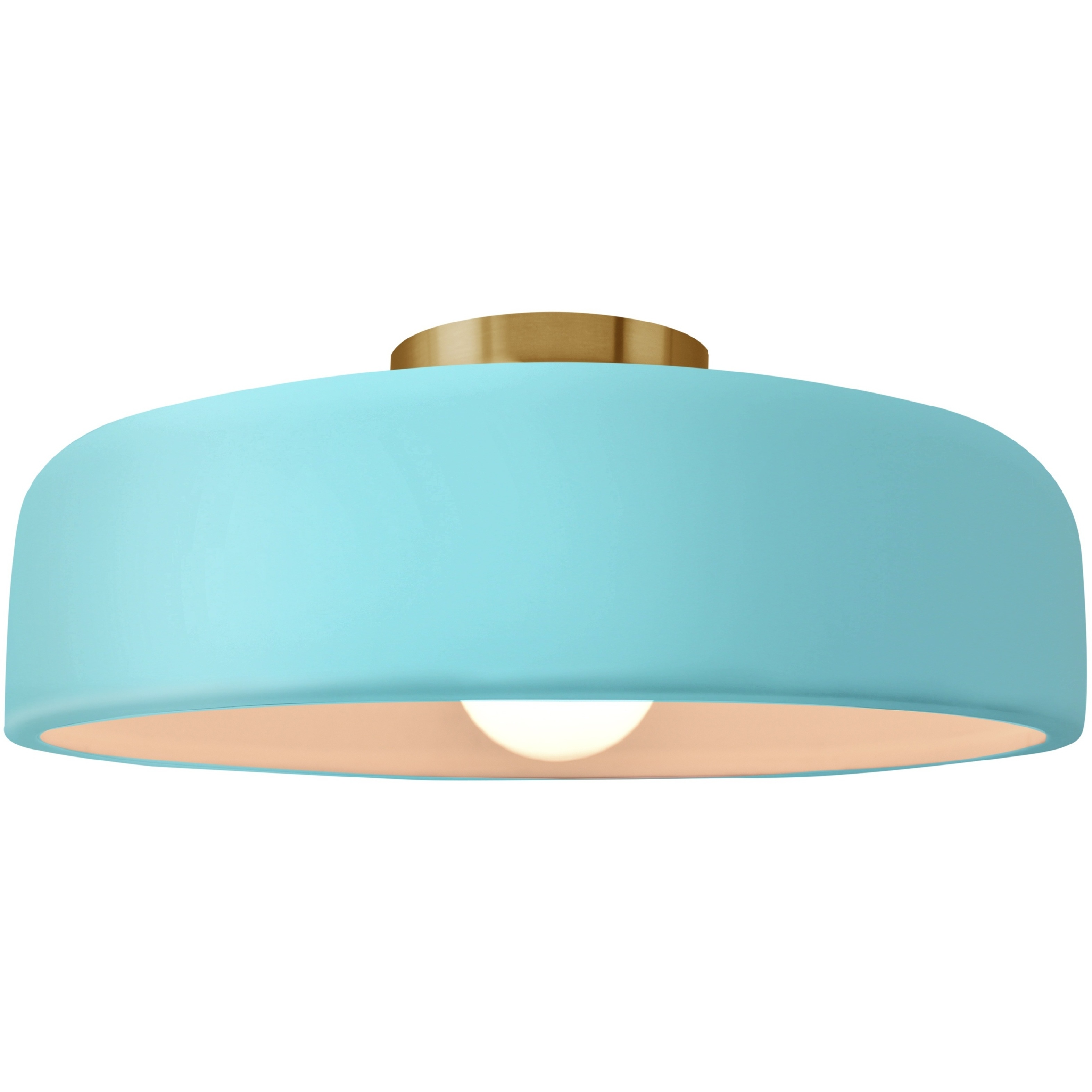 Radiance Collection - Spire 1 Light 16 inch Reflecting Pool and Brushed Brass Semi-Flush Ceiling Light in Replaceable Bulb, 16W x 6.5H, Form+Finish+Function