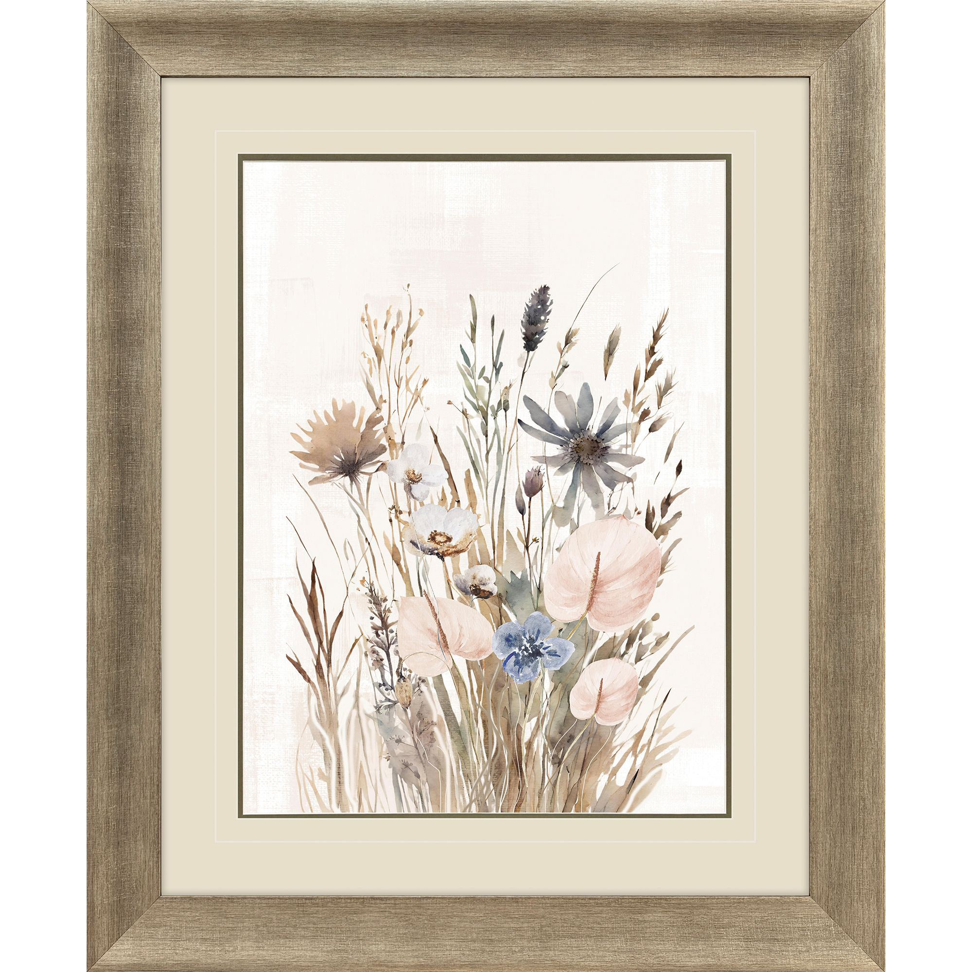 Wild Grasses I Pink and Brown and Gray Framed Art, Propac