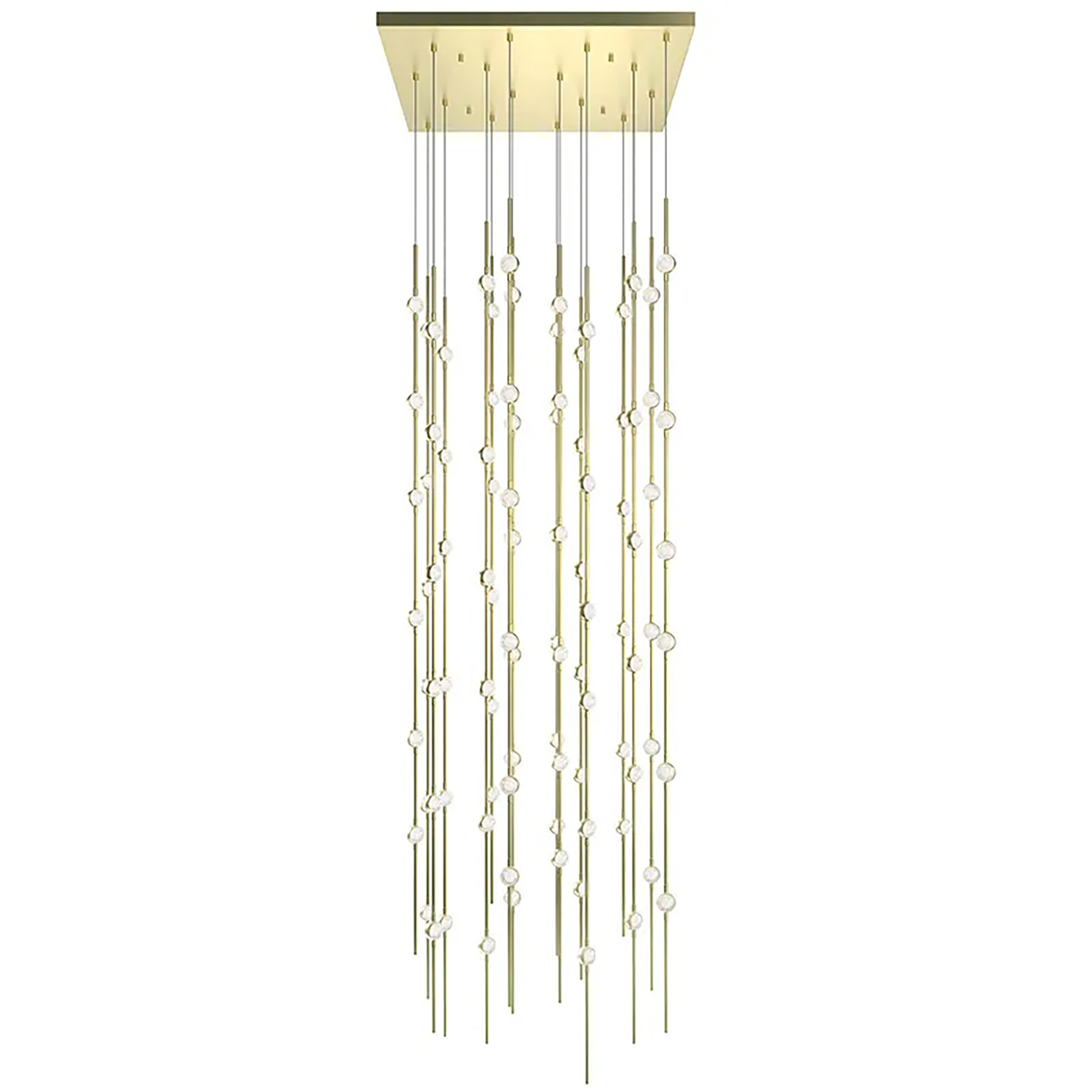 Constellation Andromeda LED 21.5 inch Satin Brass Chandelier Ceiling Light in 3000K, Clear Faceted Acrylic, 10 FT. Cord