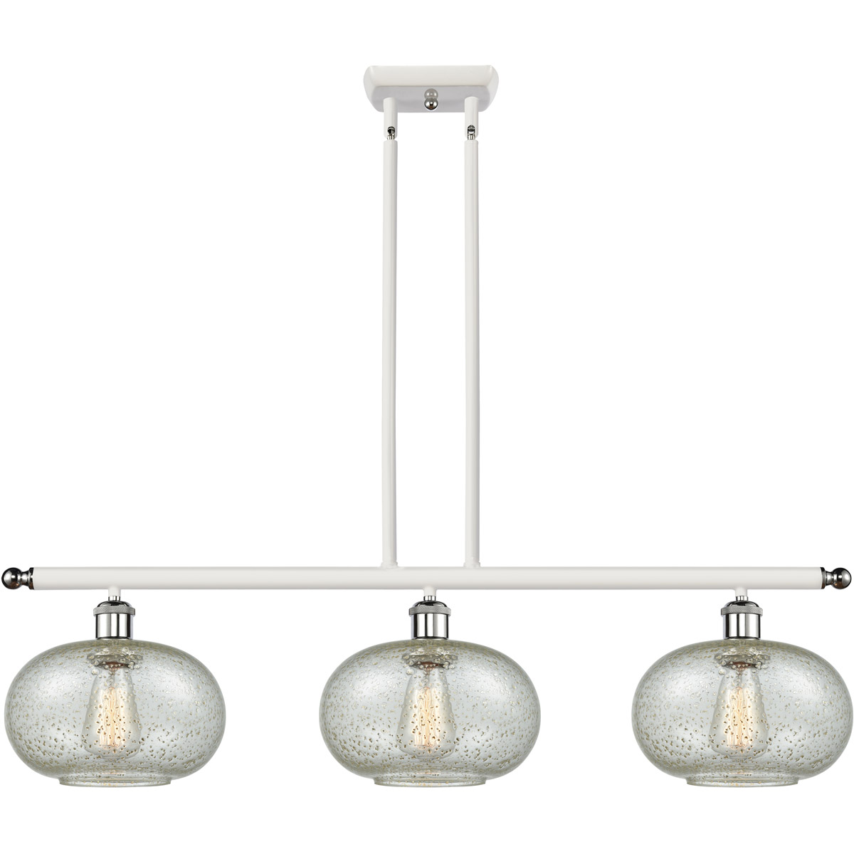 Ballston Gorham LED 36 inch White and Polished Chrome Island Light Ceiling Light in Mica Glass, Ballston