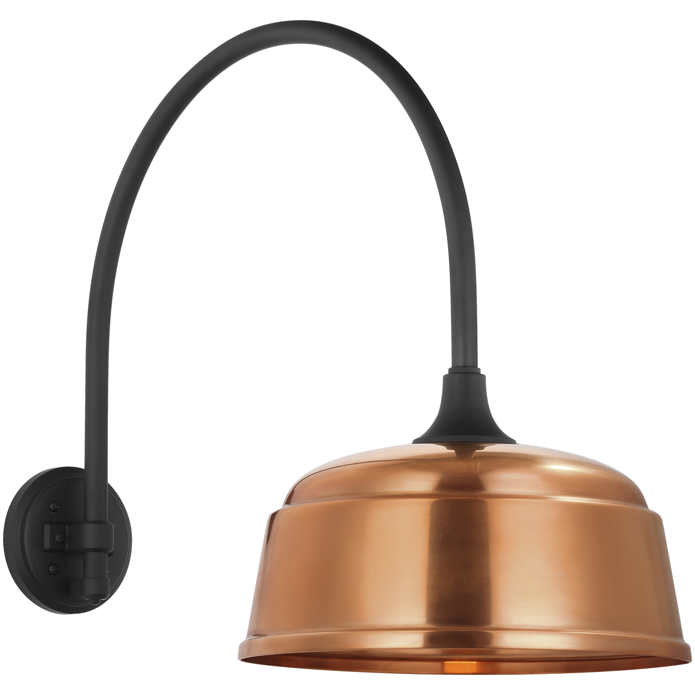 Thomas O'Brien Academy Barn Light LED 19.5 inch Matte Black Arched Mack Barn Light in 12.5" Soft Copper Rockhouse Shade
