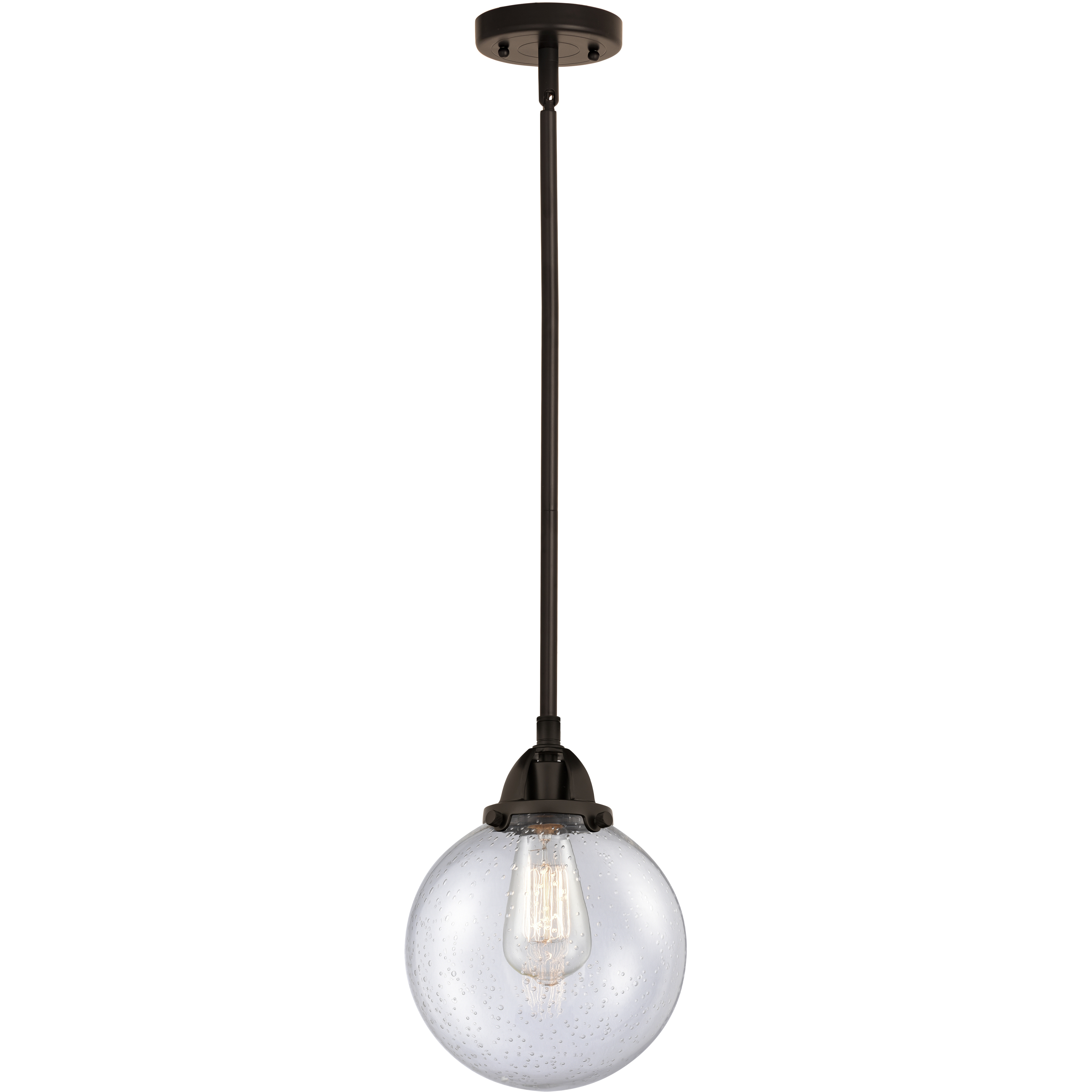 Nouveau 2 Beacon 1 Light 8 inch Oil Rubbed Bronze Mini Pendant Ceiling Light in Incandescent, Seedy