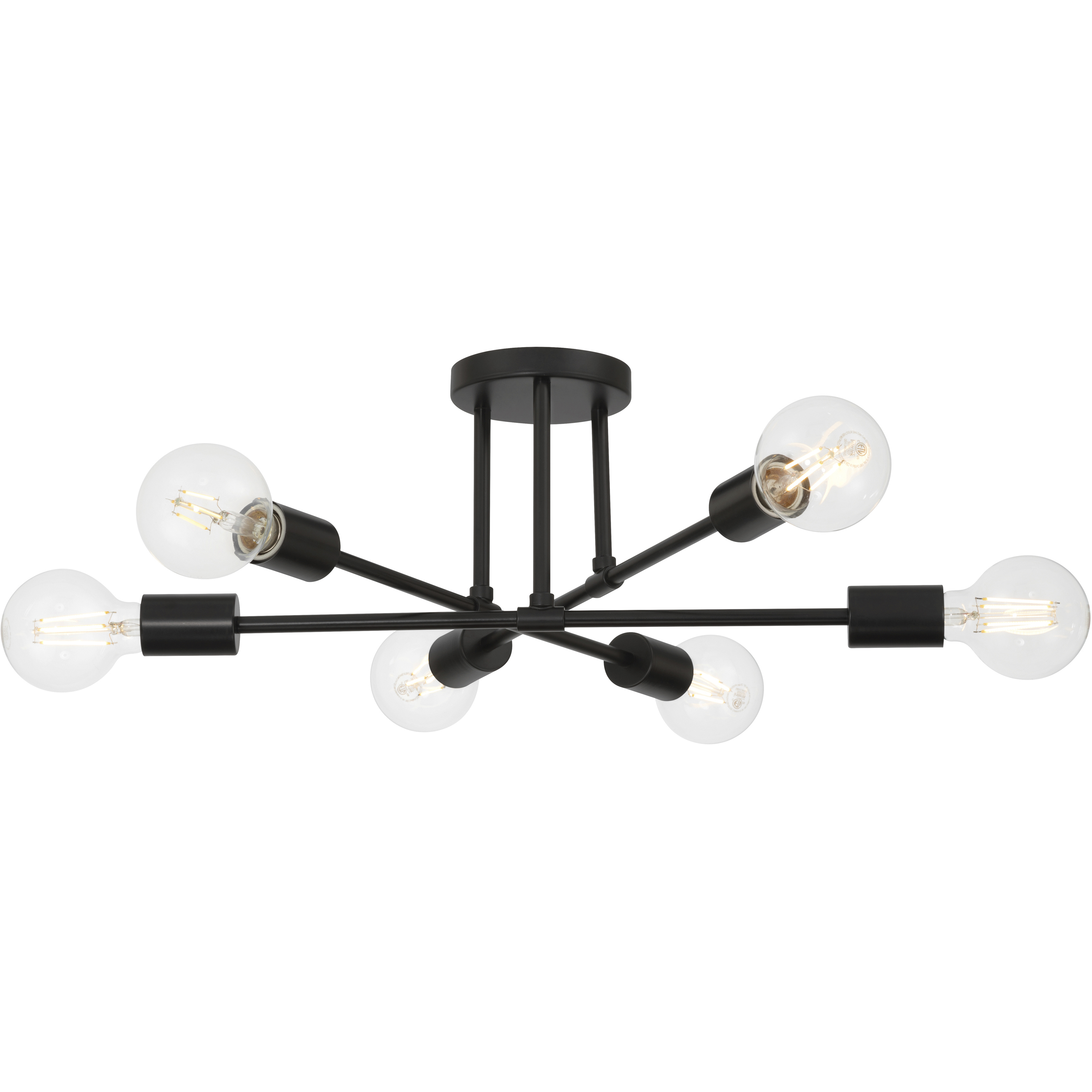 Marin 6 Light 20 inch Matte Black Semi Flush Ceiling Light
