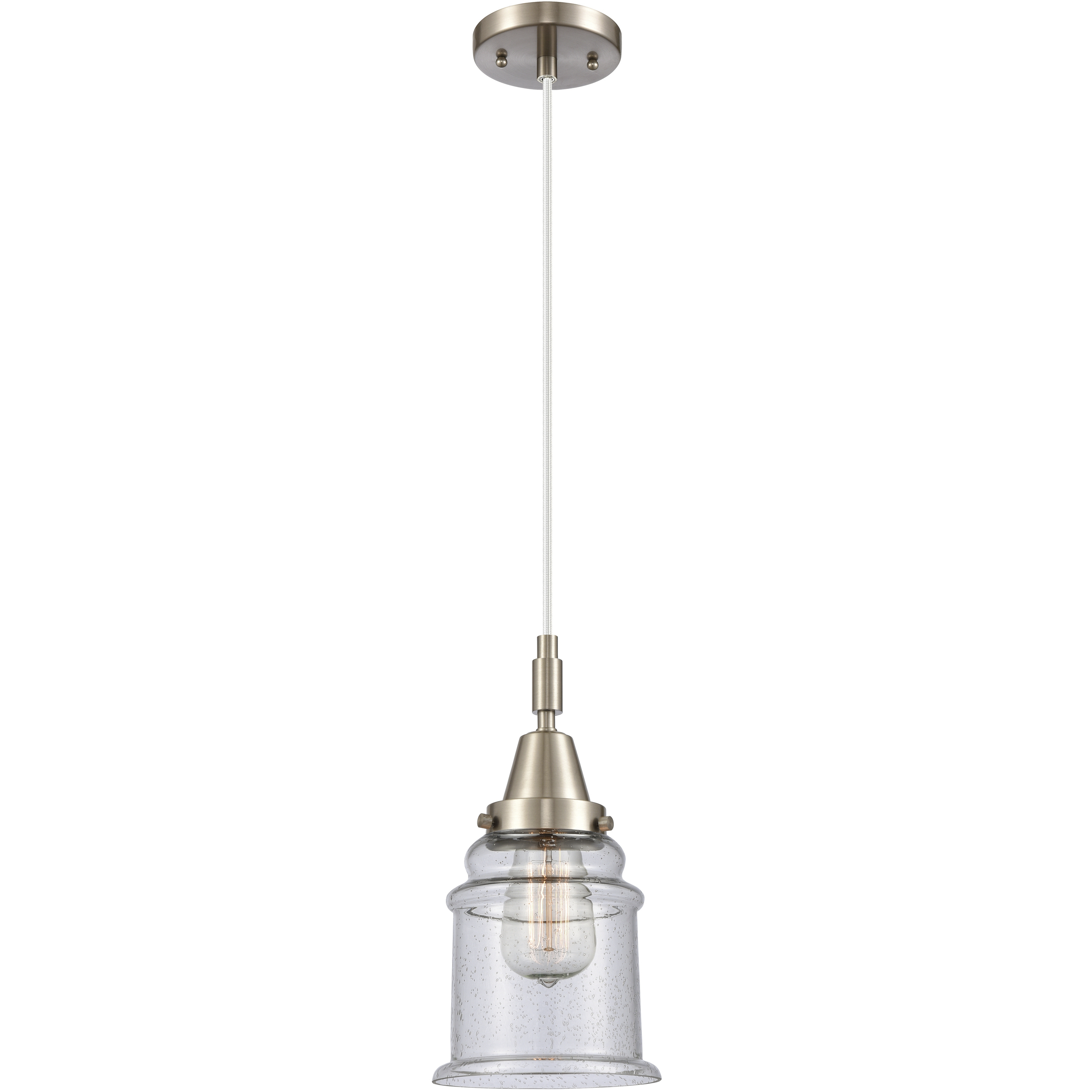 Canton 1 Light 6 inch Brushed Satin Nickel Mini Pendant Ceiling Light in Seedy Glass