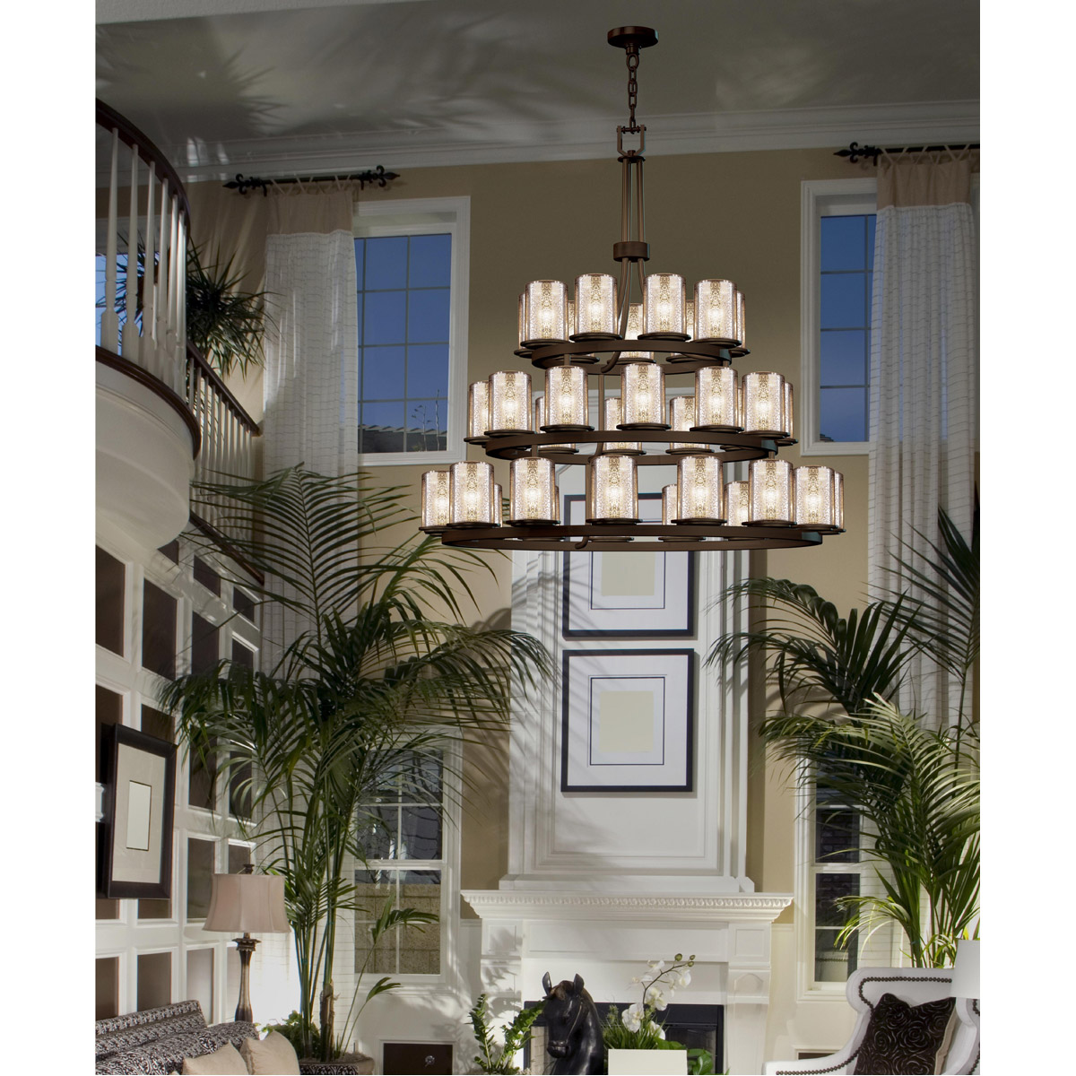 Fusion LED 42 inch Dark Bronze Chandelier Ceiling Light in 25200 Lm LED, Opal Fusion