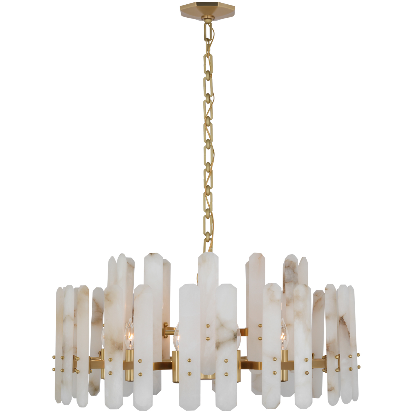 AERIN Bonnington 18 Light 32 inch Hand-Rubbed Antique Brass Chandelier Ceiling Light in Alabaster, Large