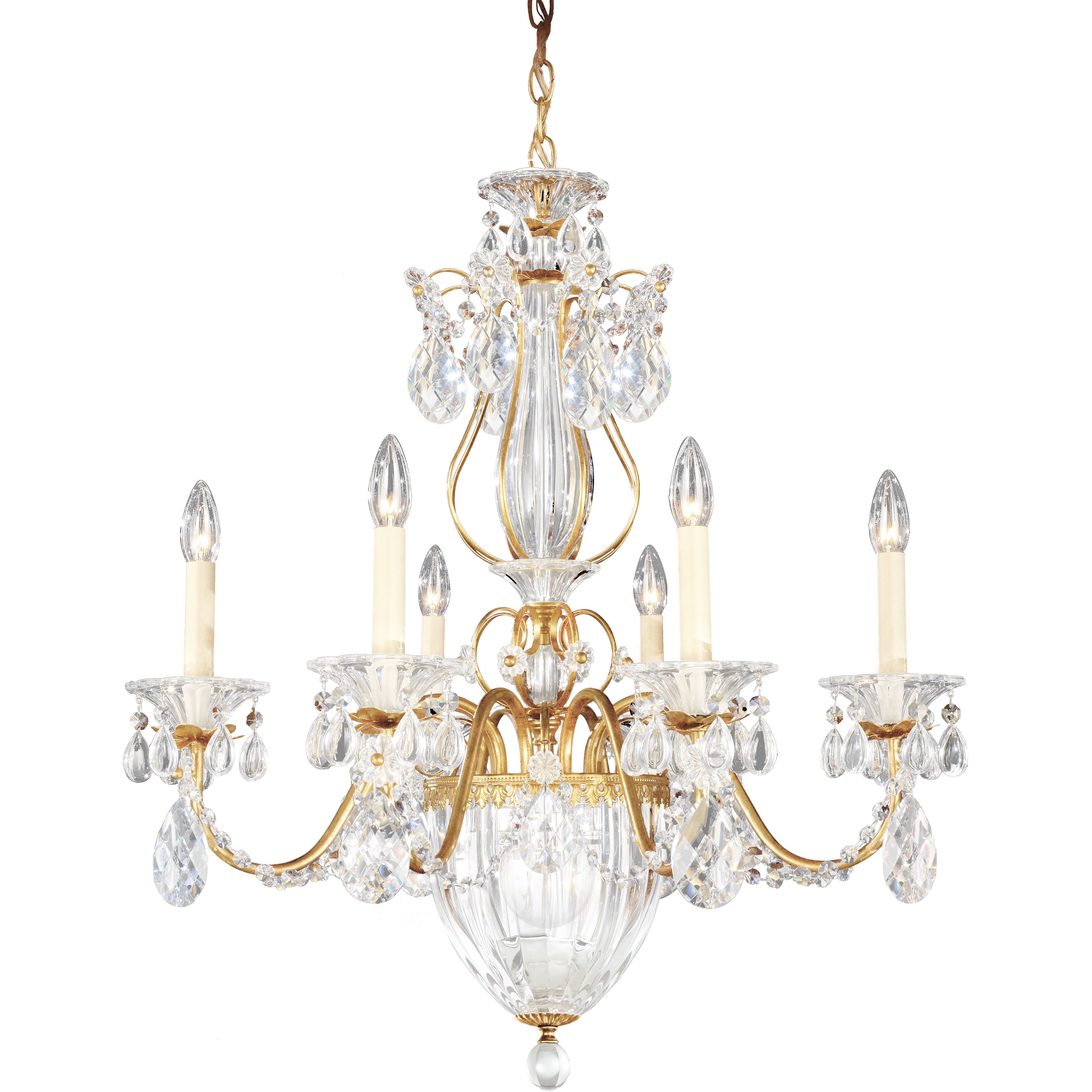 Bagatelle 7 Light French Gold Chandelier Ceiling Light in Swarovski