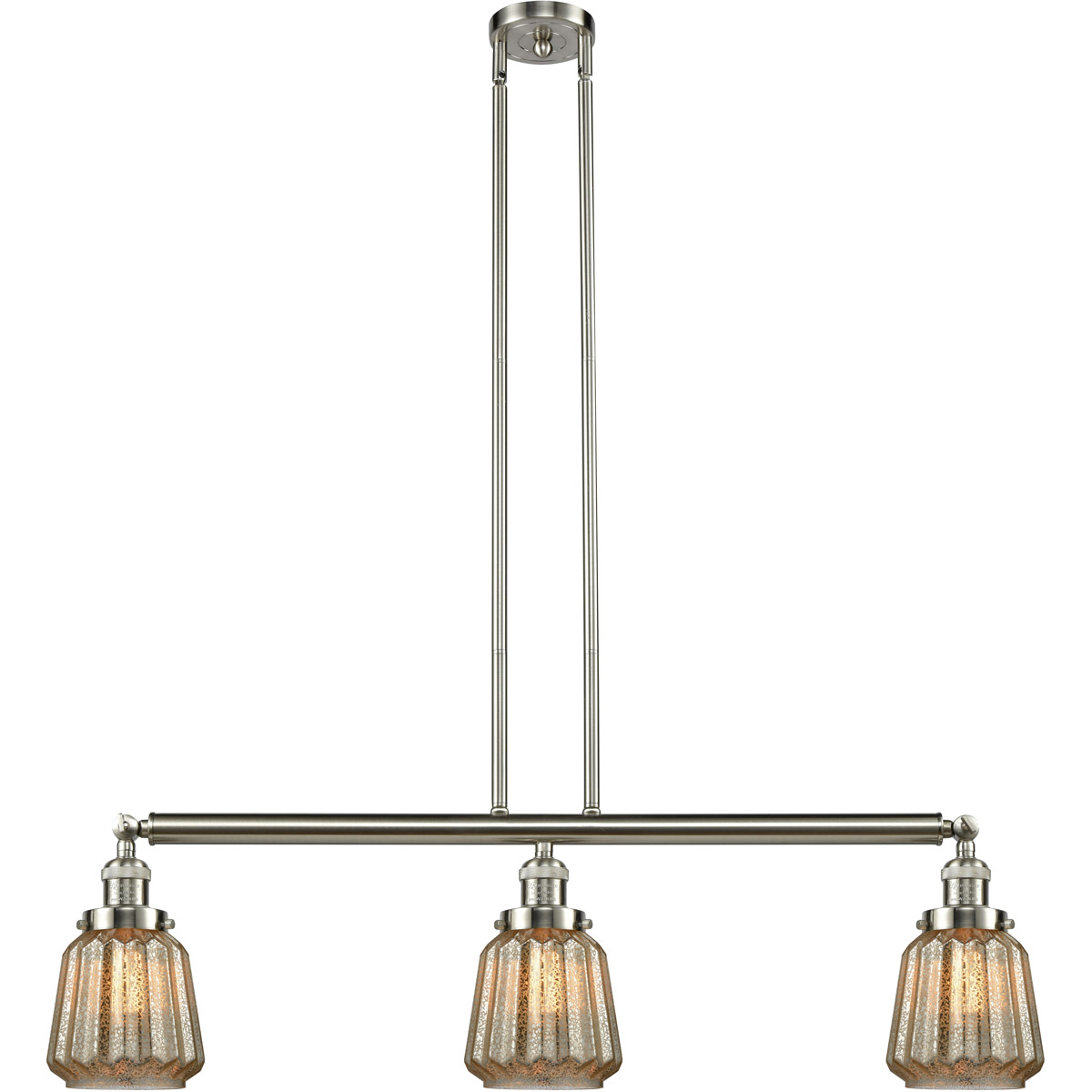 Franklin Restoration Chatham 3 Light 39 inch Brushed Satin Nickel Island Light Ceiling Light in Mercury Glass, Franklin Restoration