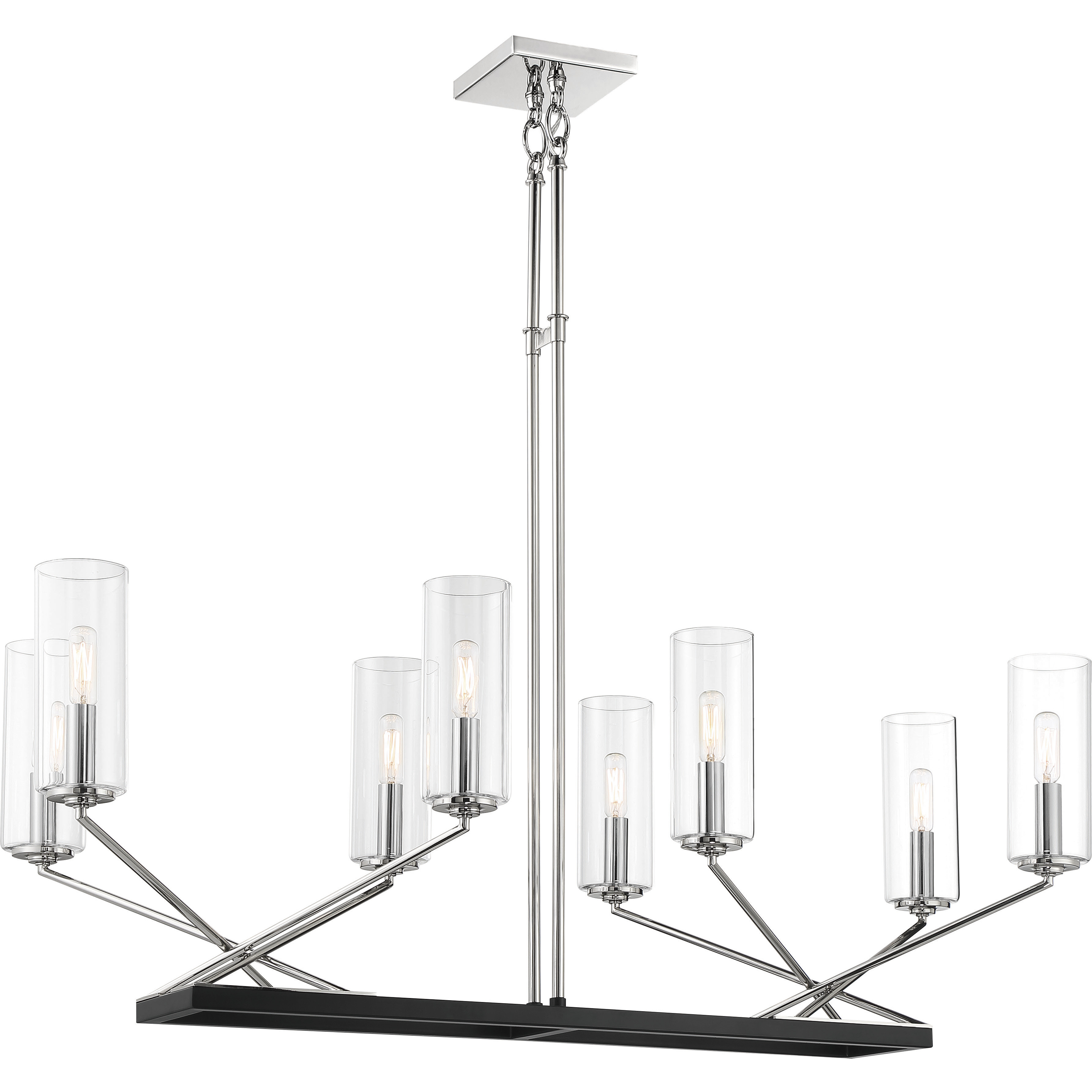 Minka-Lavery Highland Crossing 8 Light 42 inch Coal/Polished Nickel Island Light Ceiling Light 2496-572 - Open Box