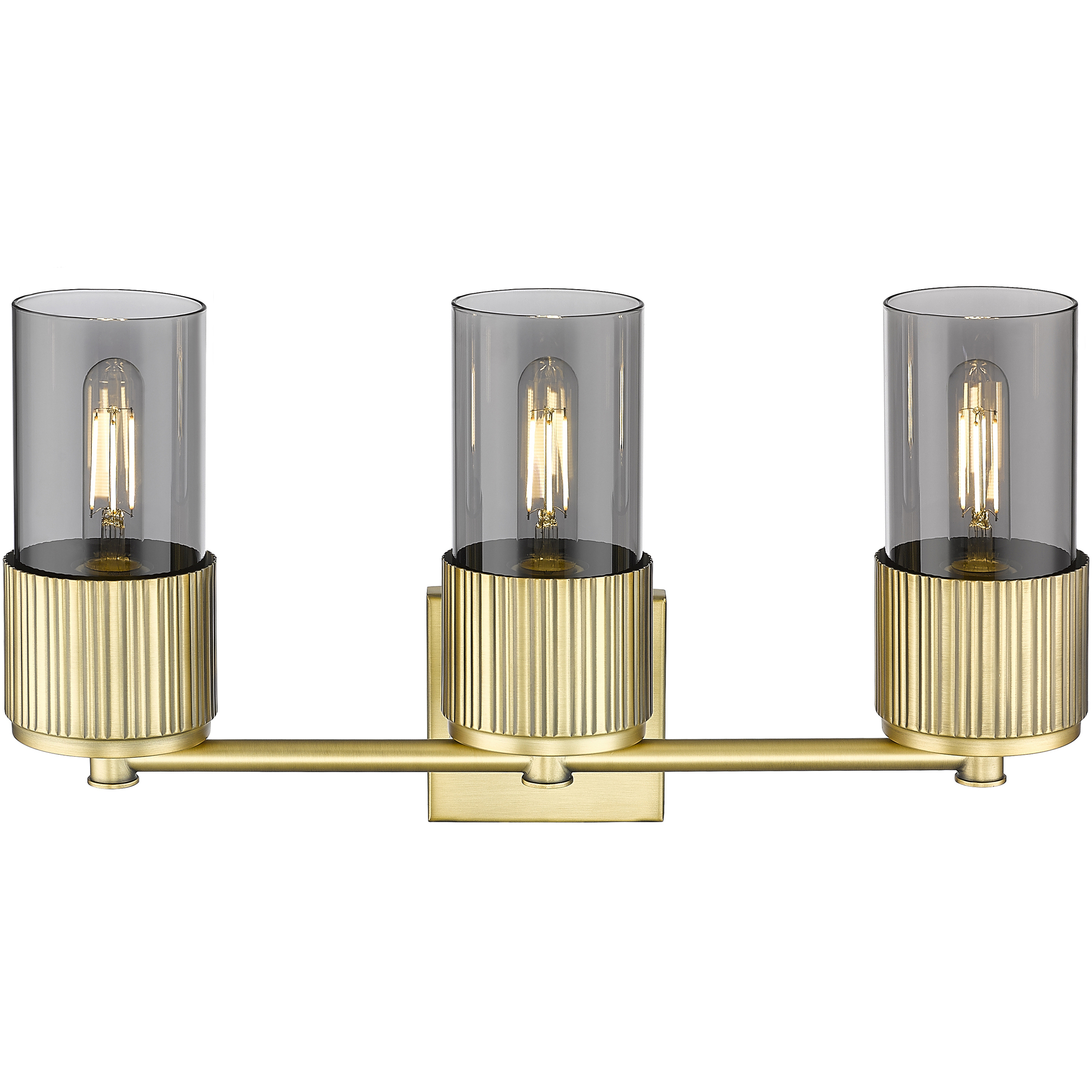 Bolivar 3 Light 20.5 inch Brushed Brass Bath Vanity Light Wall Light in Light Smoke Glass