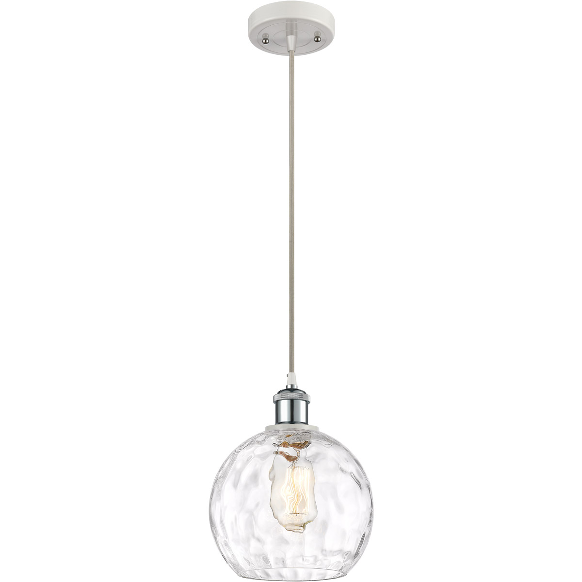 Ballston Athens Water Glass 1 Light 8 inch White and Polished Chrome Mini Pendant Ceiling Light