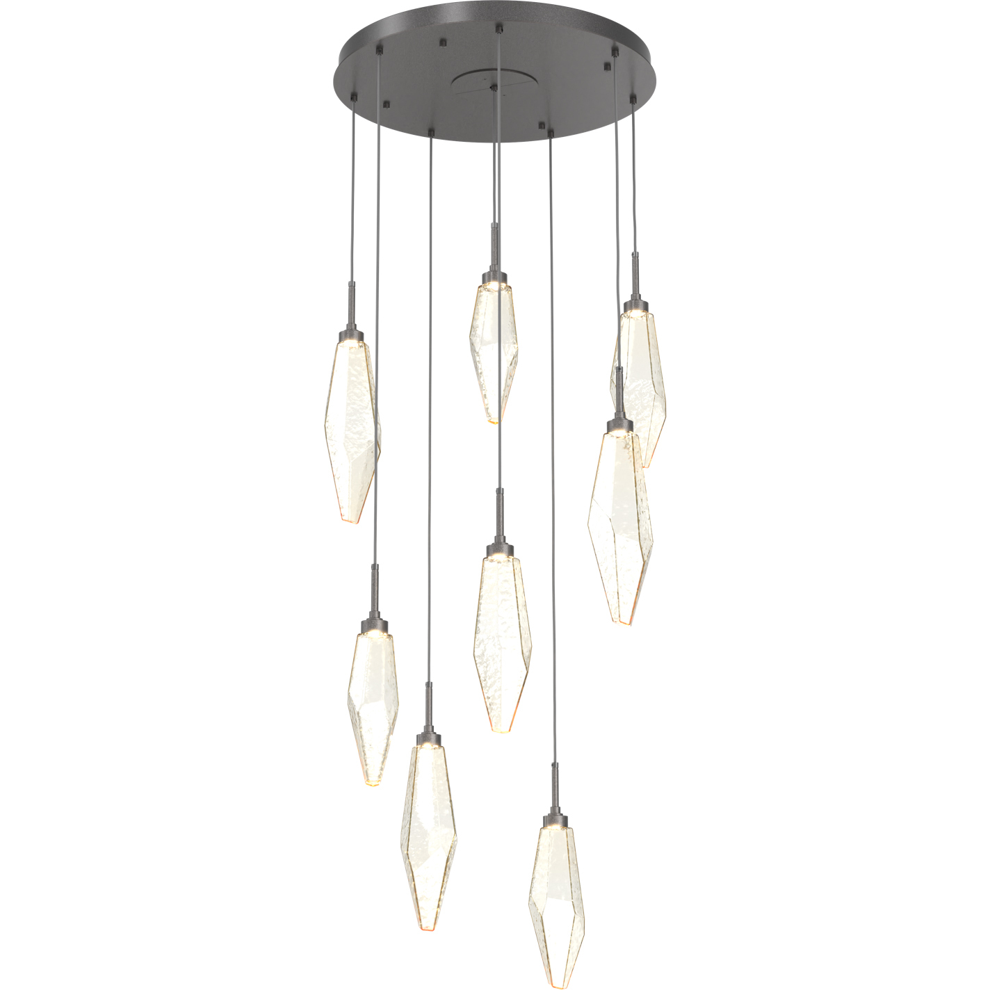 Rock Crystal LED 26.2 inch Graphite Chandelier Ceiling Light in 3000K LED, Chilled Amber, Round Multi-Port