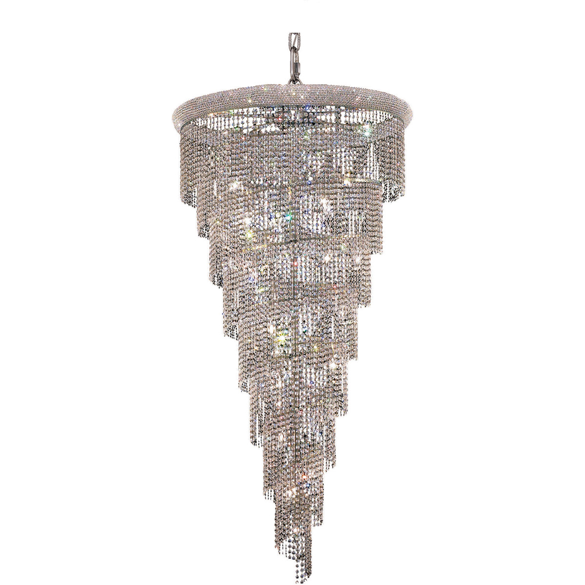 Spiral 26 Light 36 inch Chrome Foyer Ceiling Light in Royal Cut