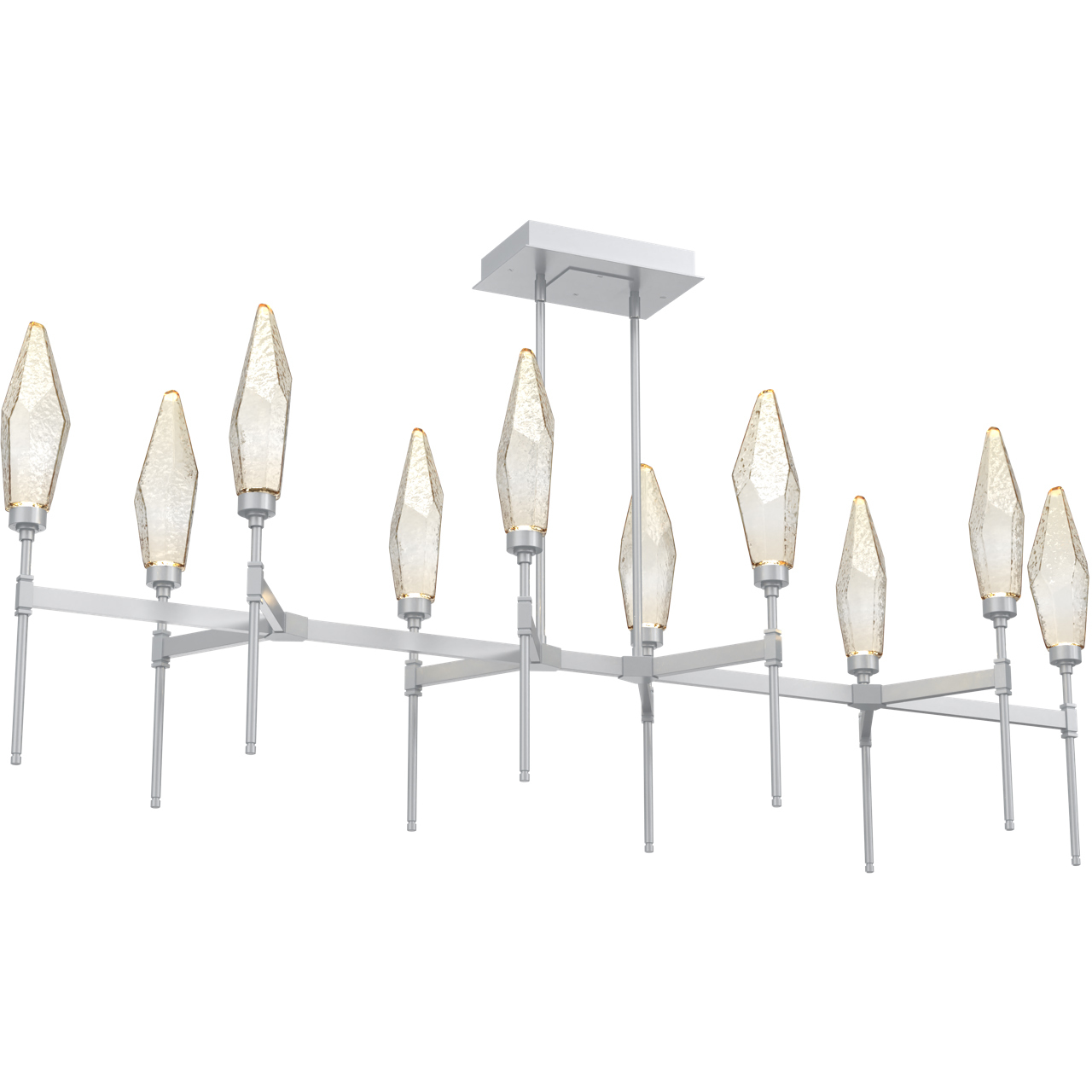 Rock Crystal LED Classic Silver Linear Pendant Ceiling Light in Chilled Amber, 2700K LED