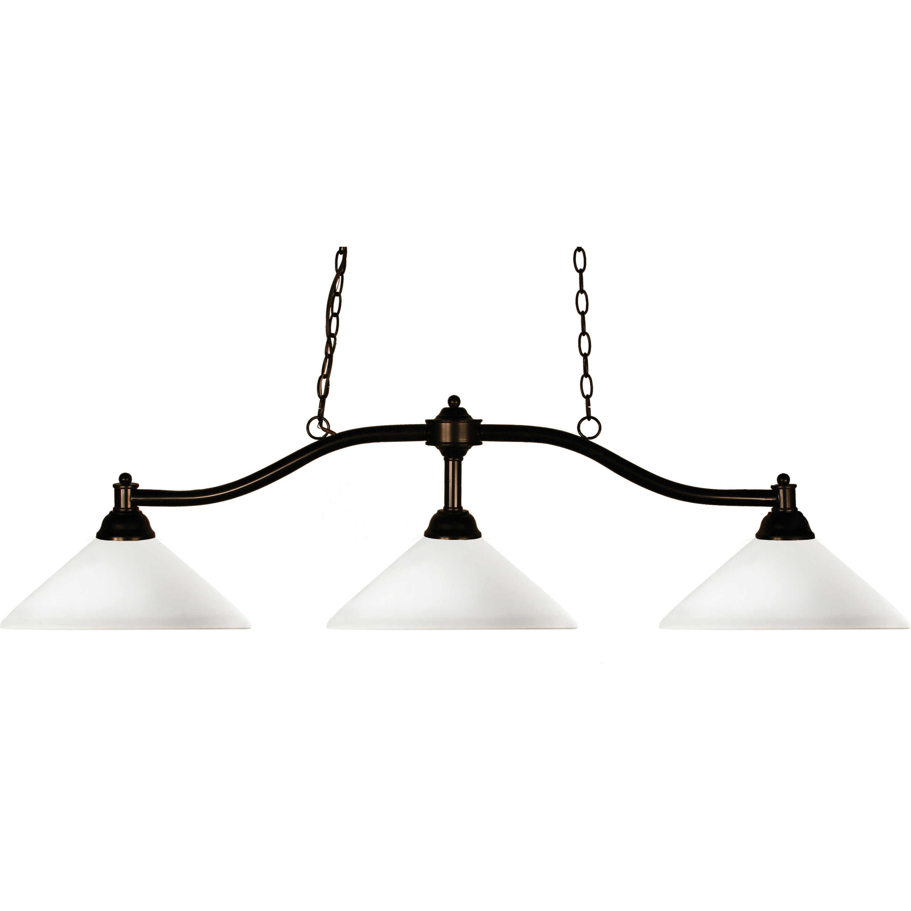 Chance 3 Light 50 inch Bronze Billiard Ceiling Light in Angular Matte Opal Glass