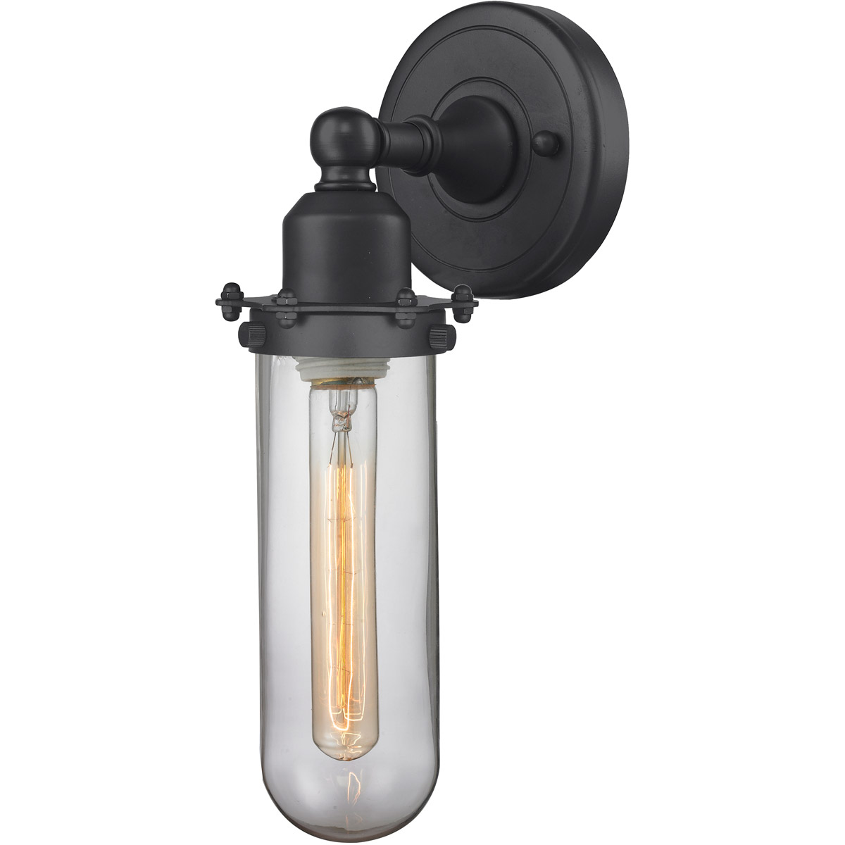 Austere Centri 1 Light 5 inch Matte Black Sconce Wall Light in Incandescent, Clear Glass, Austere