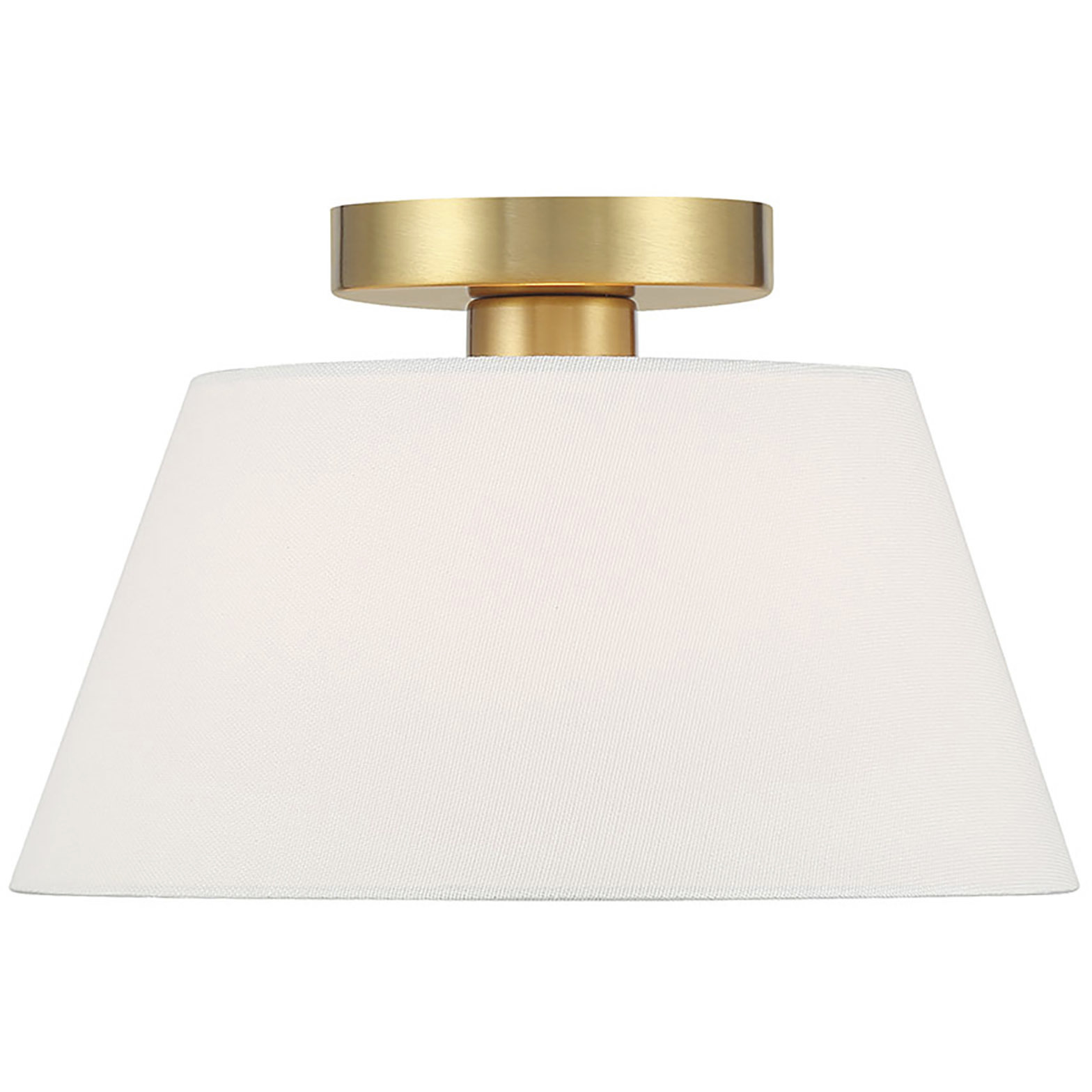 Modern 1 Light 12 inch Natural Brass Semi-Flush Ceiling Light