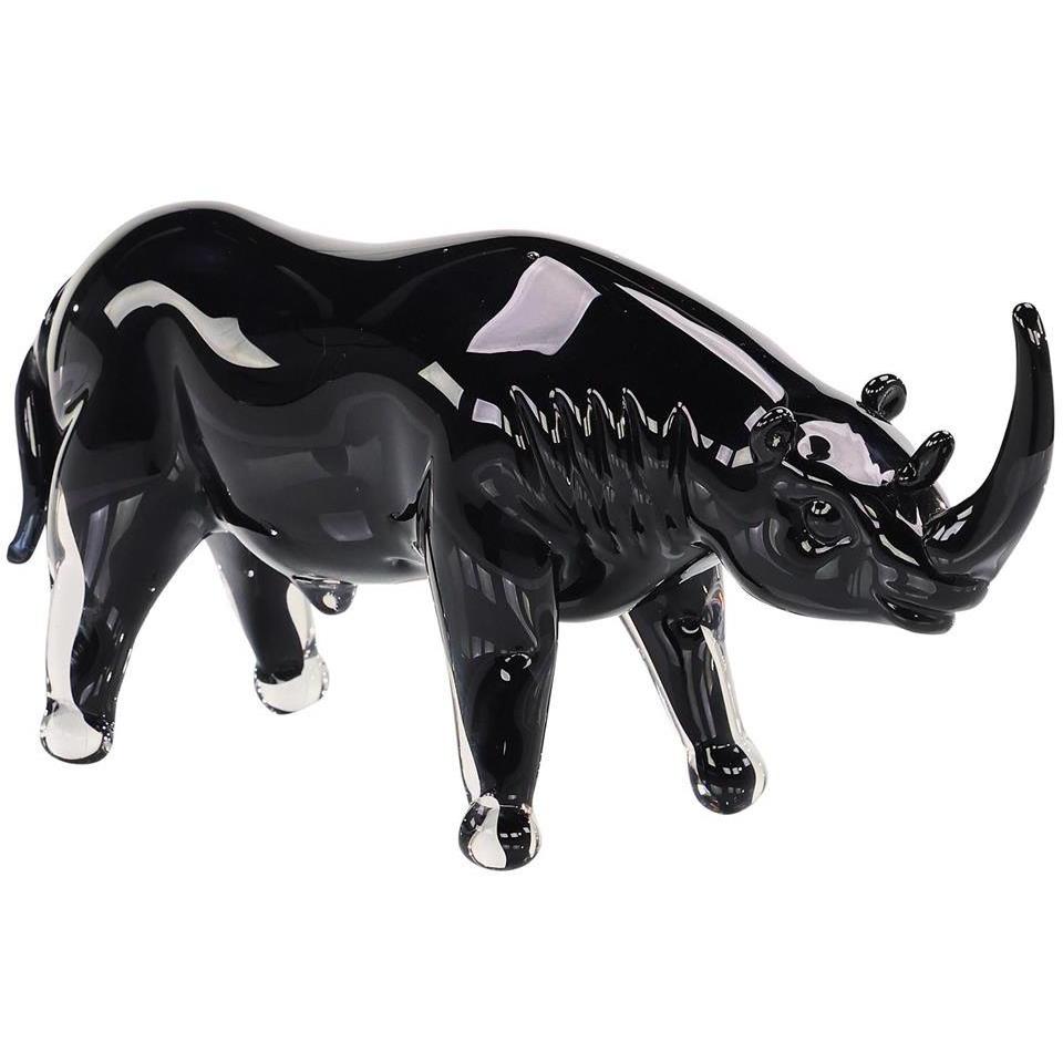Glass Rhino 13 X 6.5 inch Sculpture