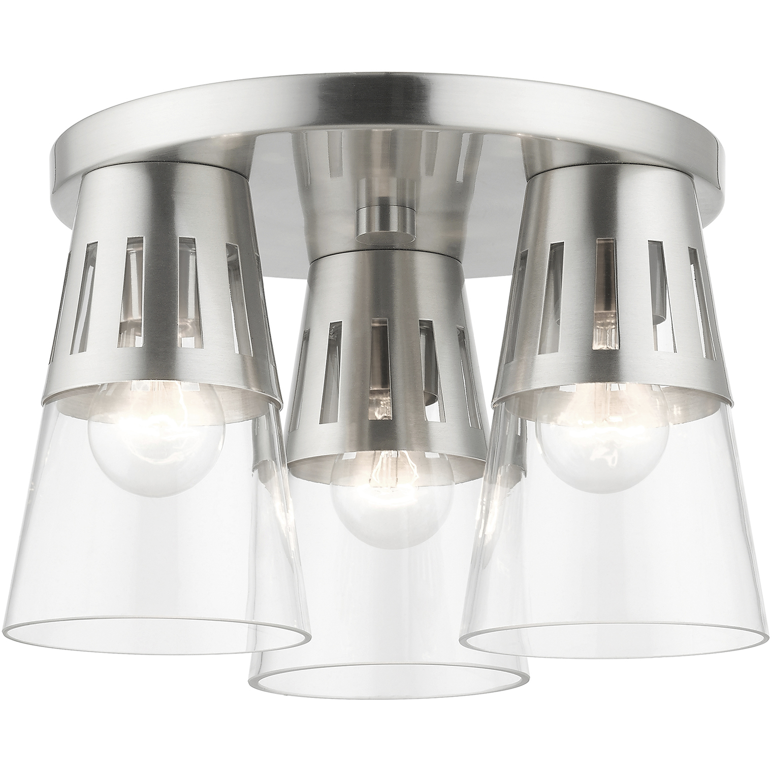 Bennington 3 Light 13 inch Brushed Nickel Flush Mount Ceiling Light