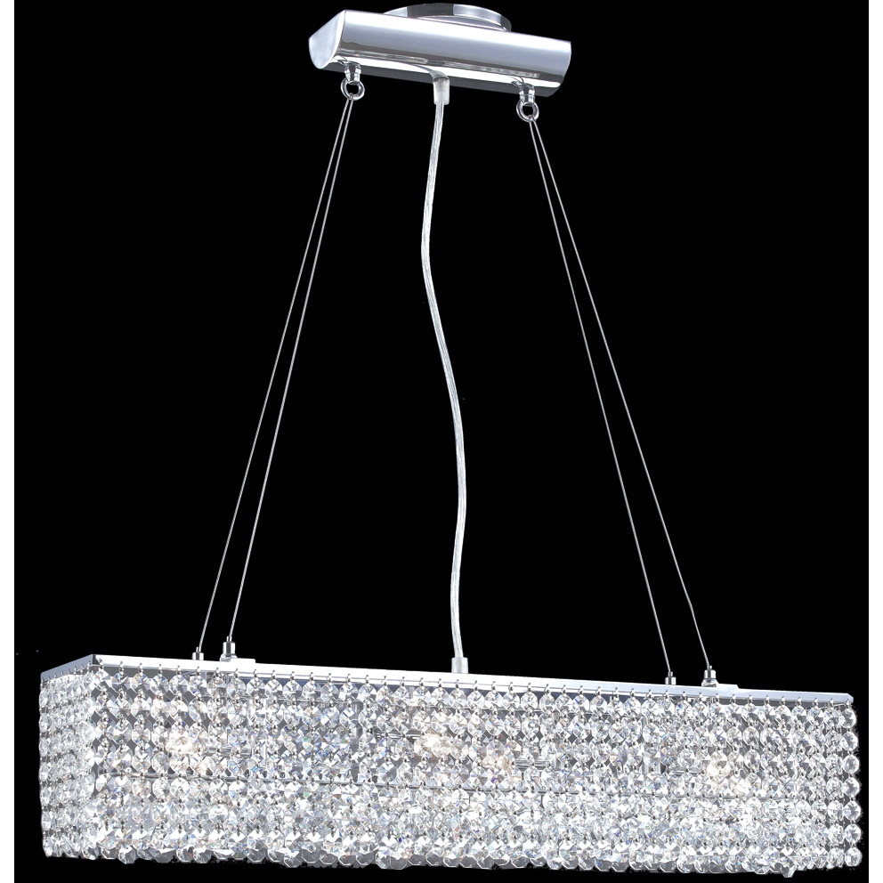 Contemporary 3 Light 26 inch Silver Bar Light Ceiling Light