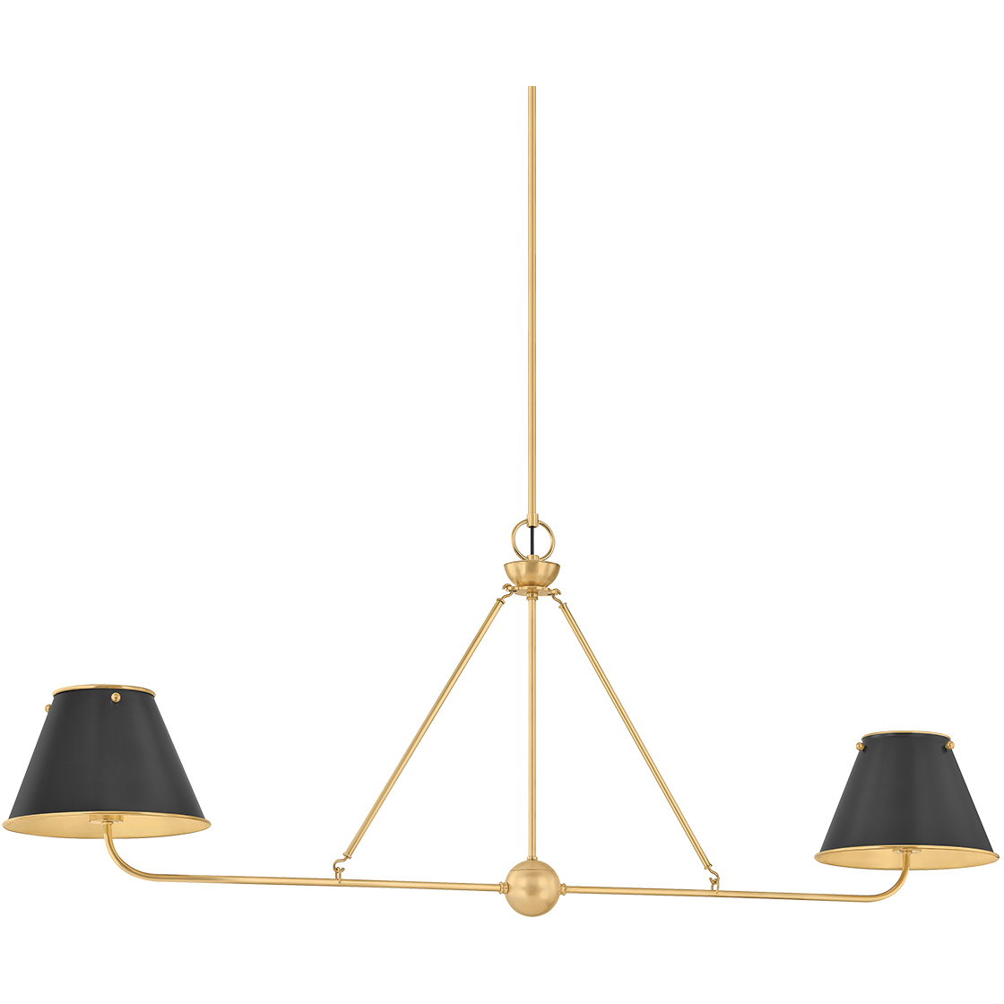 Burghley 2 Light 54.25 inch Aged Brass and Distressed Bronze Linear Ceiling Light