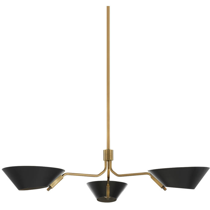 Sacramento 3 Light 43.5 inch Patina Brass/Soft Black Chandelier Ceiling Light