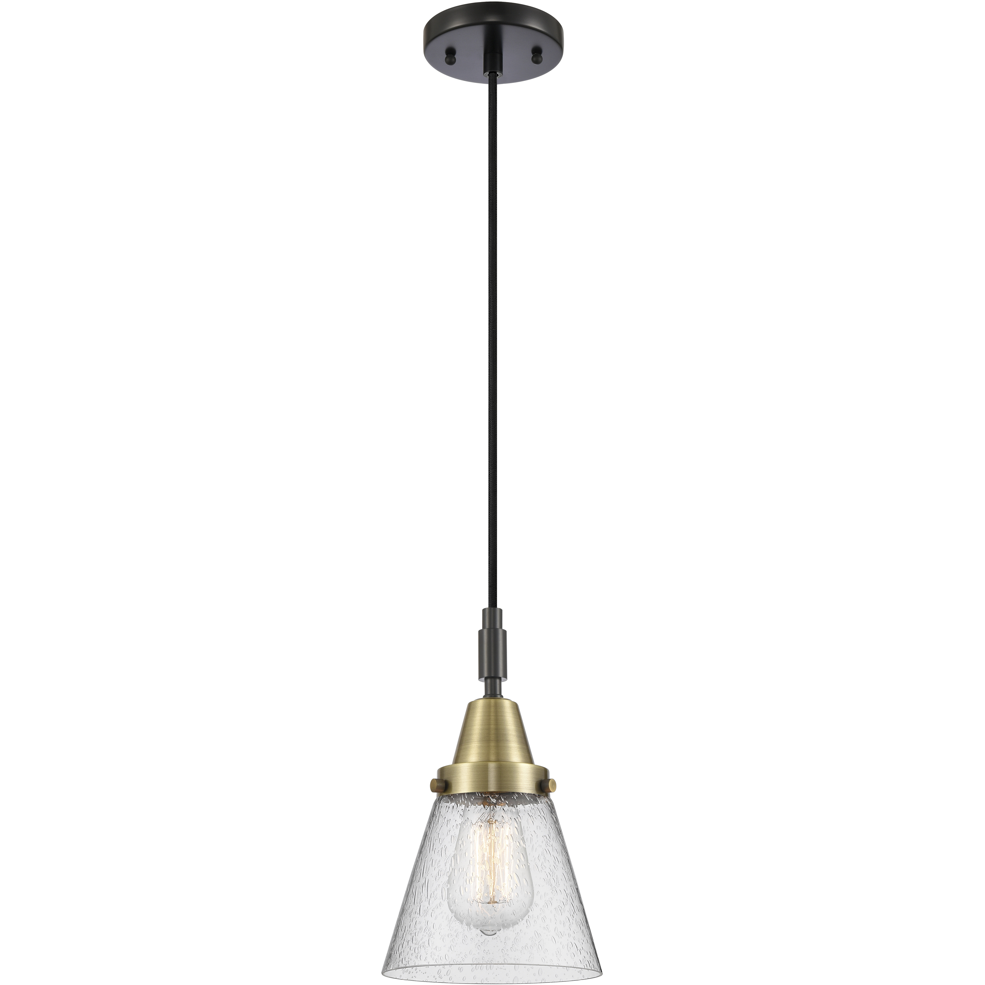 Downtown Urban Cone 1 Light 6.25 inch Black Antique Brass Mini Pendant Ceiling Light in Seedy