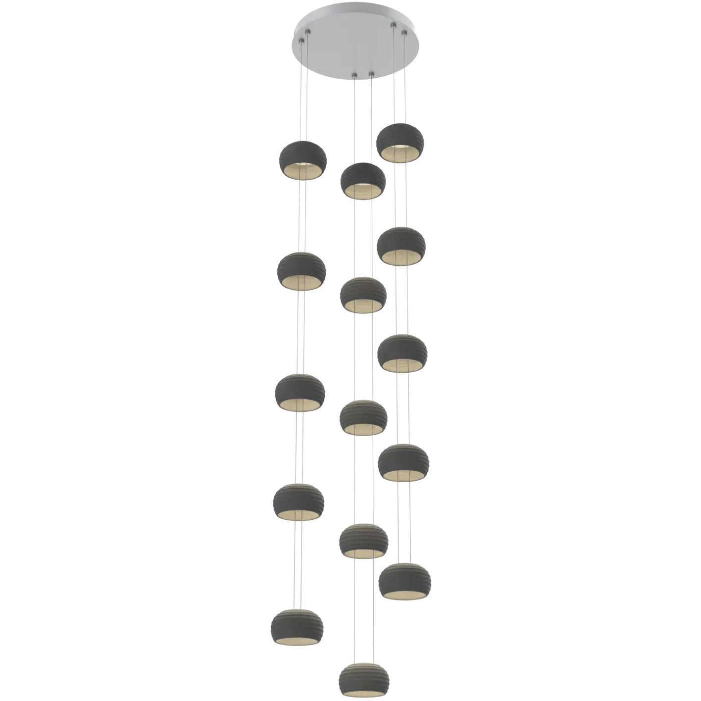 Torno LED 20 inch Classic Silver with Charcoal Stack Multi-Pendant Ceiling Light