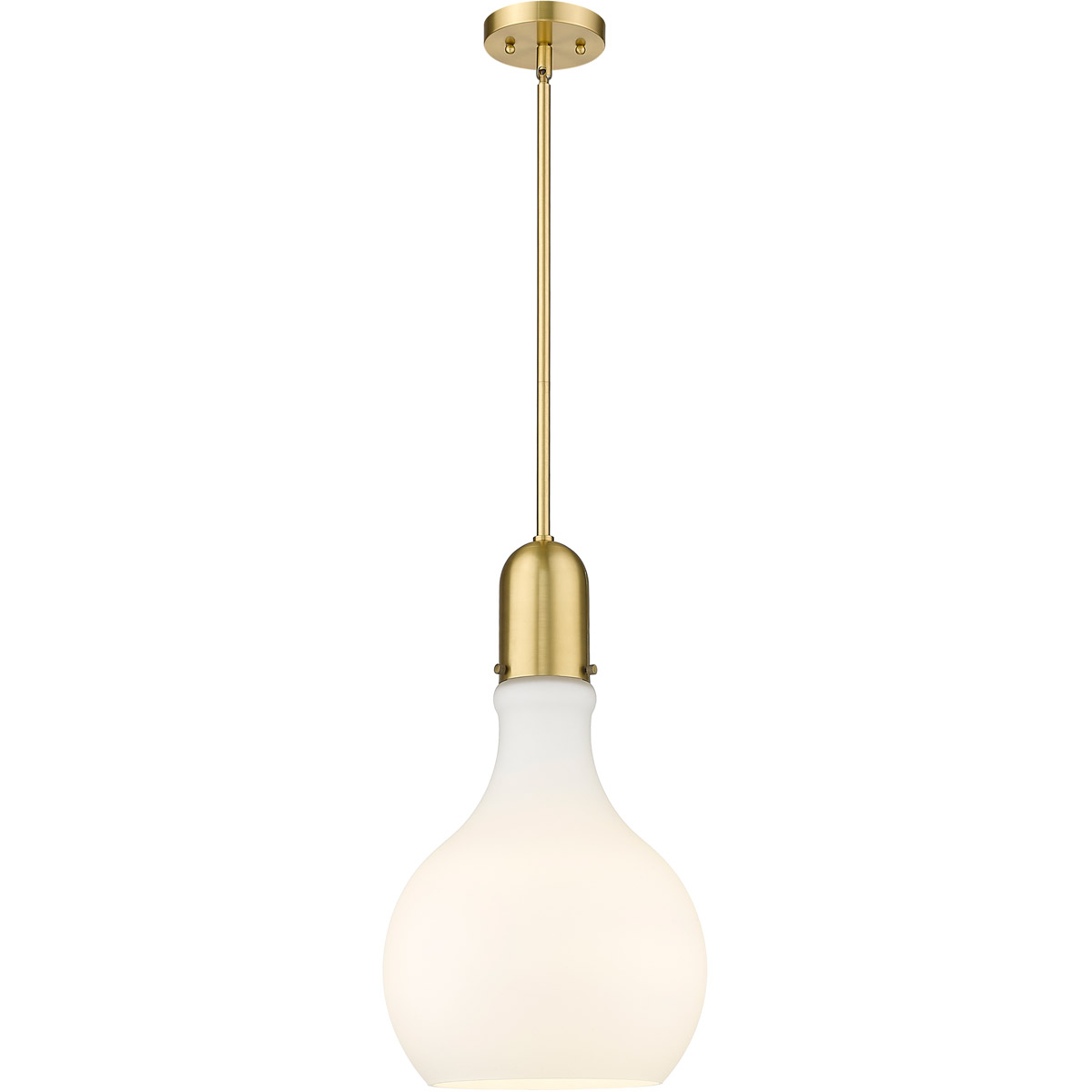 Amherst LED 11.75 inch Satin Gold Mini Pendant Ceiling Light in Matte White Glass