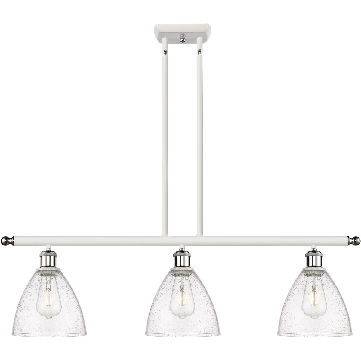 Ballston Ballston Dome 3 Light 36 inch White and Polished Chrome Island Light Ceiling Light in Seedy Glass