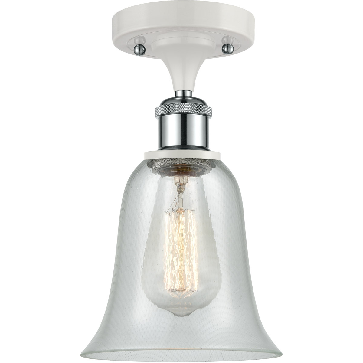 Ballston Hanover LED 6.25 inch White and Polished Chrome Semi-Flush Mount Ceiling Light in Fishnet Glass, Ballston