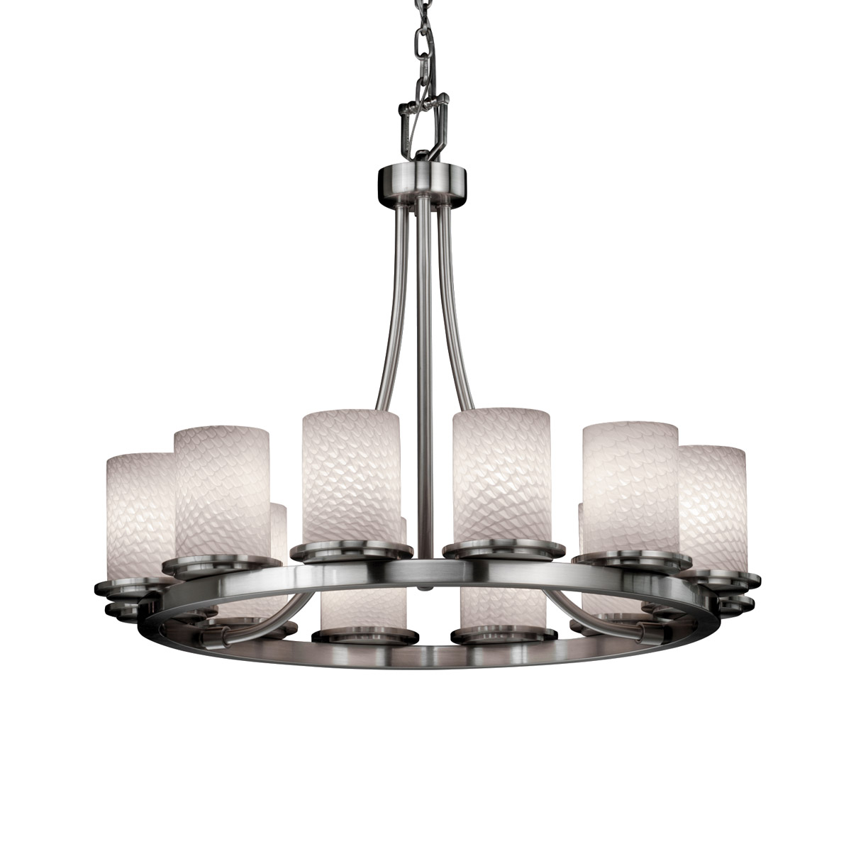 Fusion LED 28 inch Brushed Nickel Chandelier Ceiling Light in 8400 Lm LED, Seeded Fusion