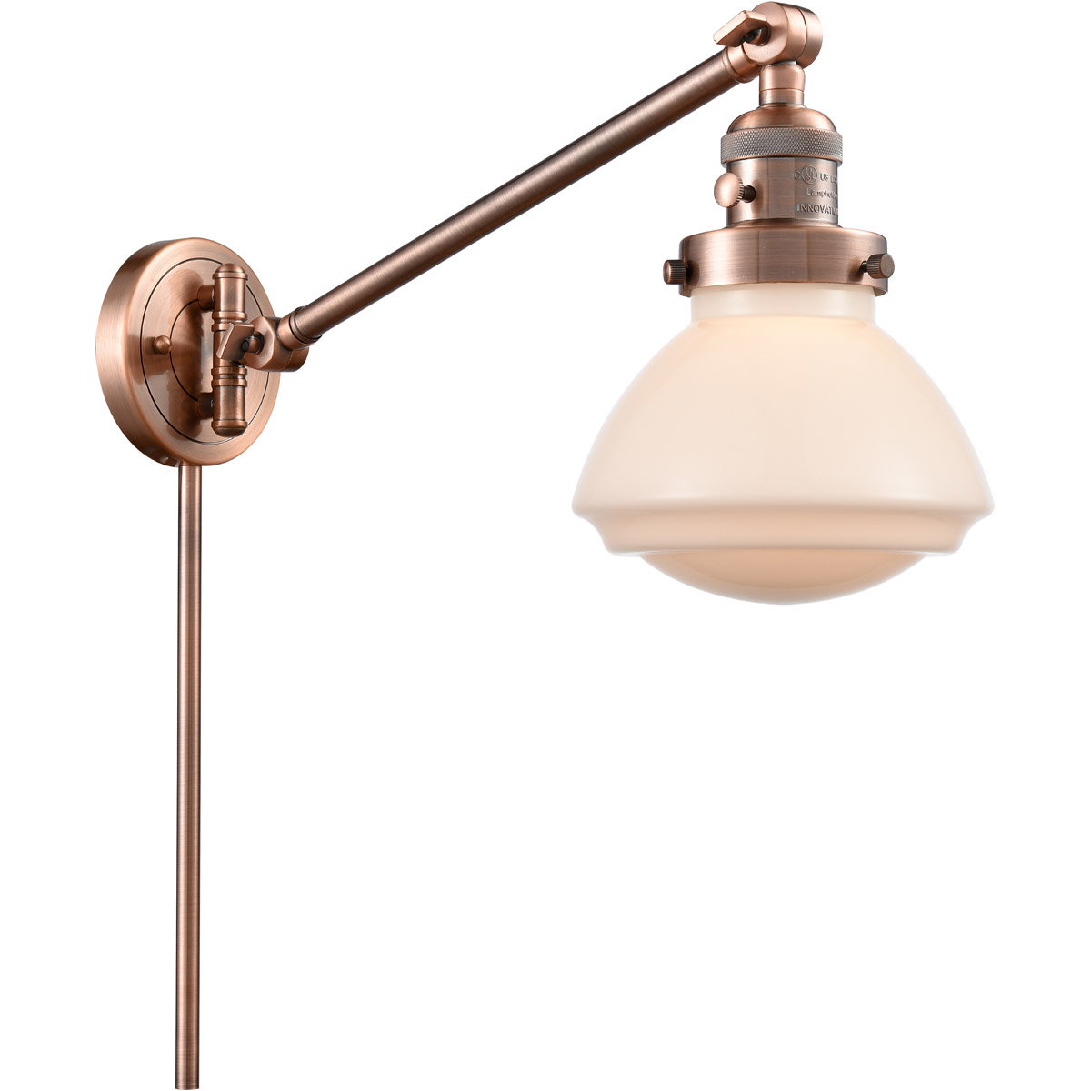 Olean 18 inch 60.00 watt Antique Copper Swing Arm Wall Light, Franklin Restoration