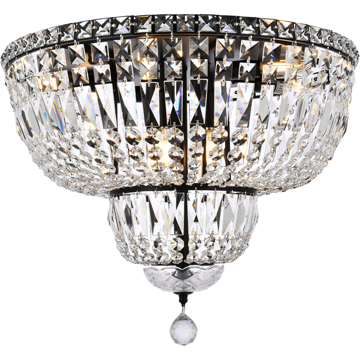 Tranquil 10 Light 20 inch Black and Clear Flush Mount Ceiling Light in Royal Cut