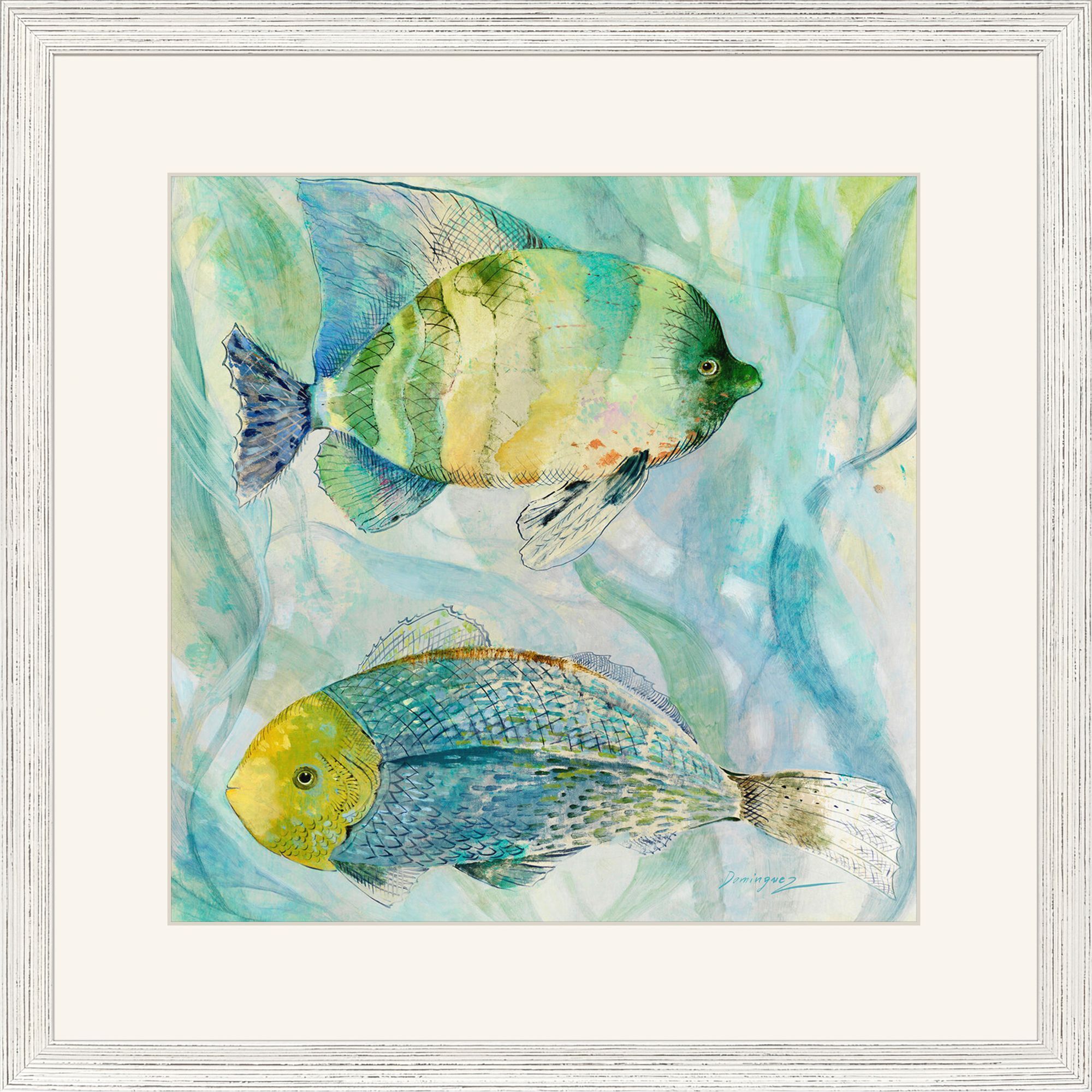 Swim Blue and Green and Multi and Turquoise Framed Art