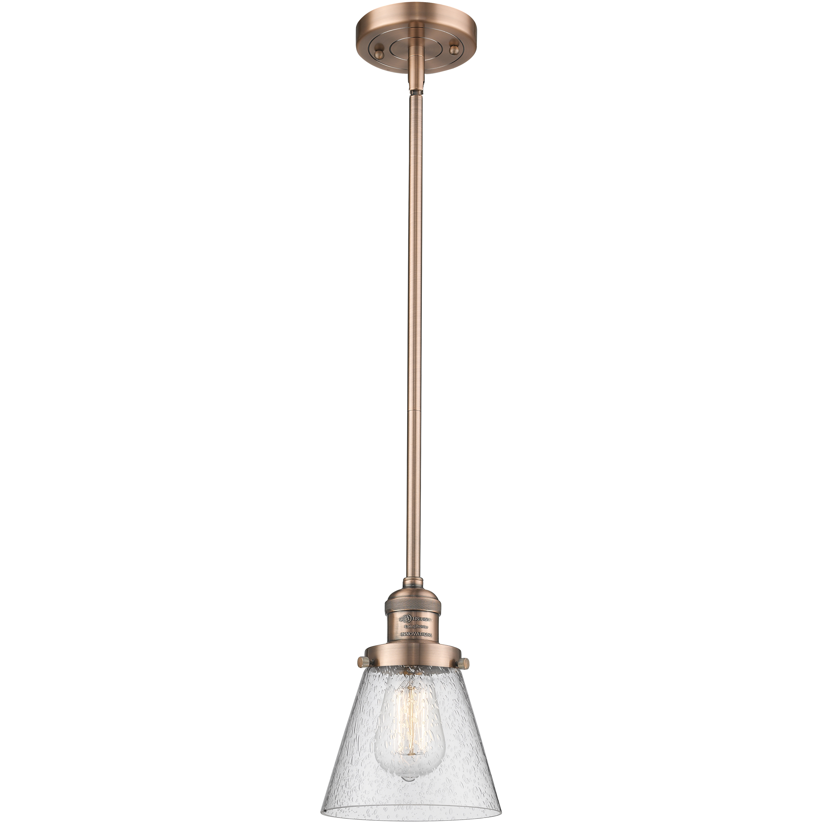 Franklin Restoration Cone LED 6 inch Antique Copper Mini Pendant Ceiling Light in Seedy, Franklin Restoration