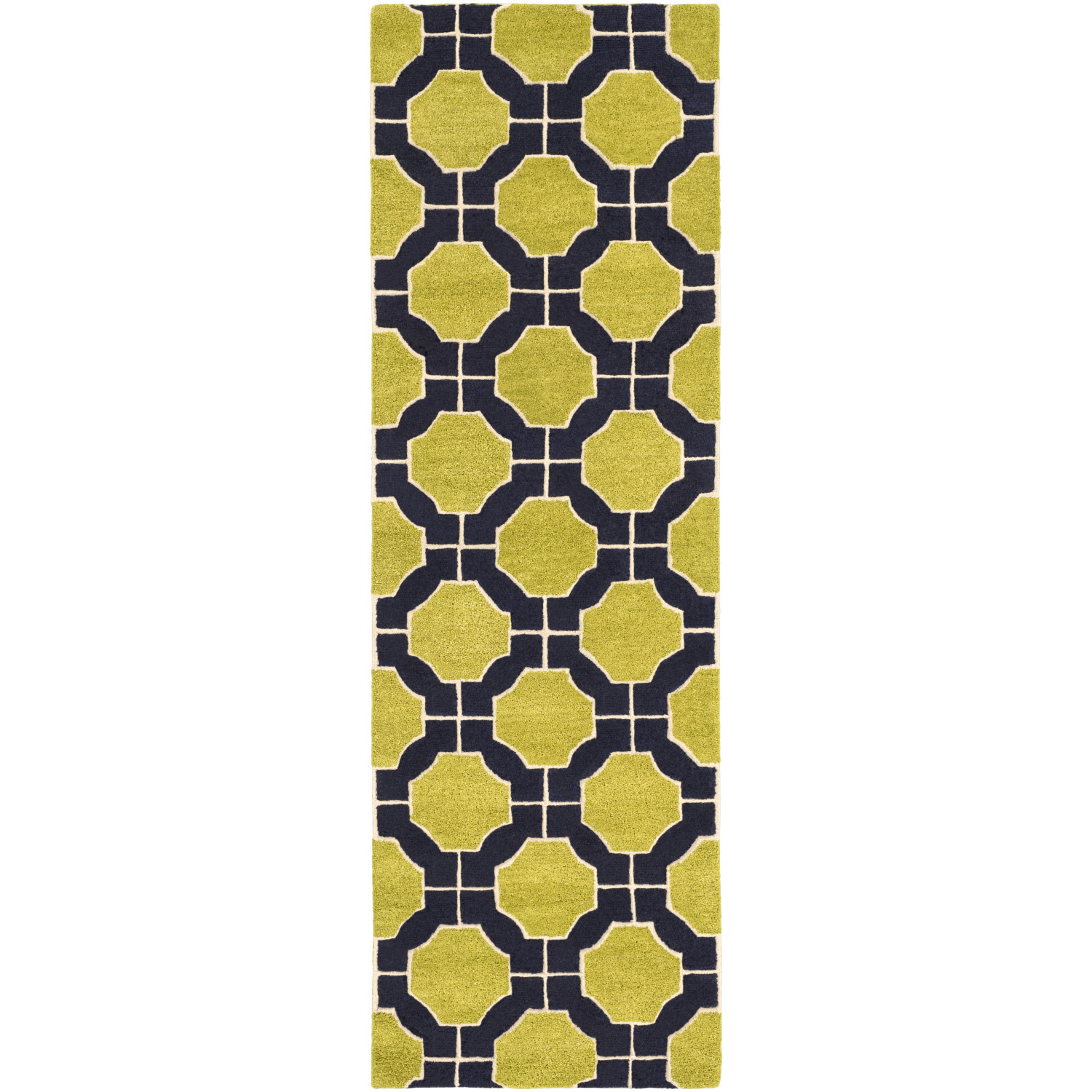 Dream 96 X 30 inch Light Olive/Ink Blue/Light Beige Handmade Rug