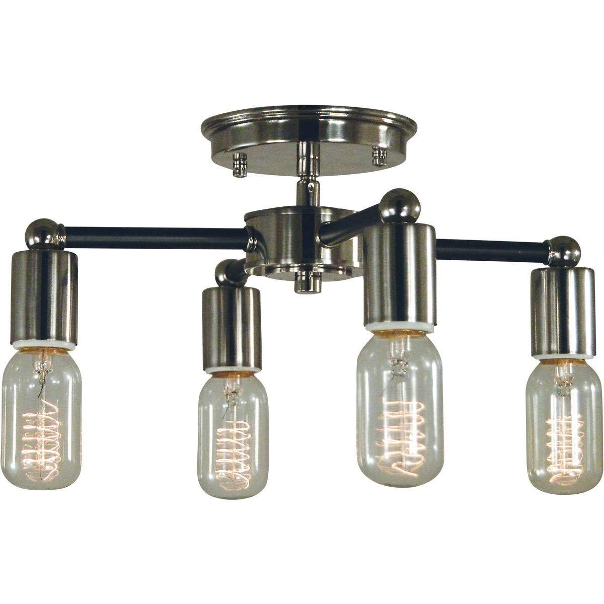 Nebula 4 Light 14 inch Polished Nickel with Matte Black Accents Semi-Flush Mount Ceiling Light
