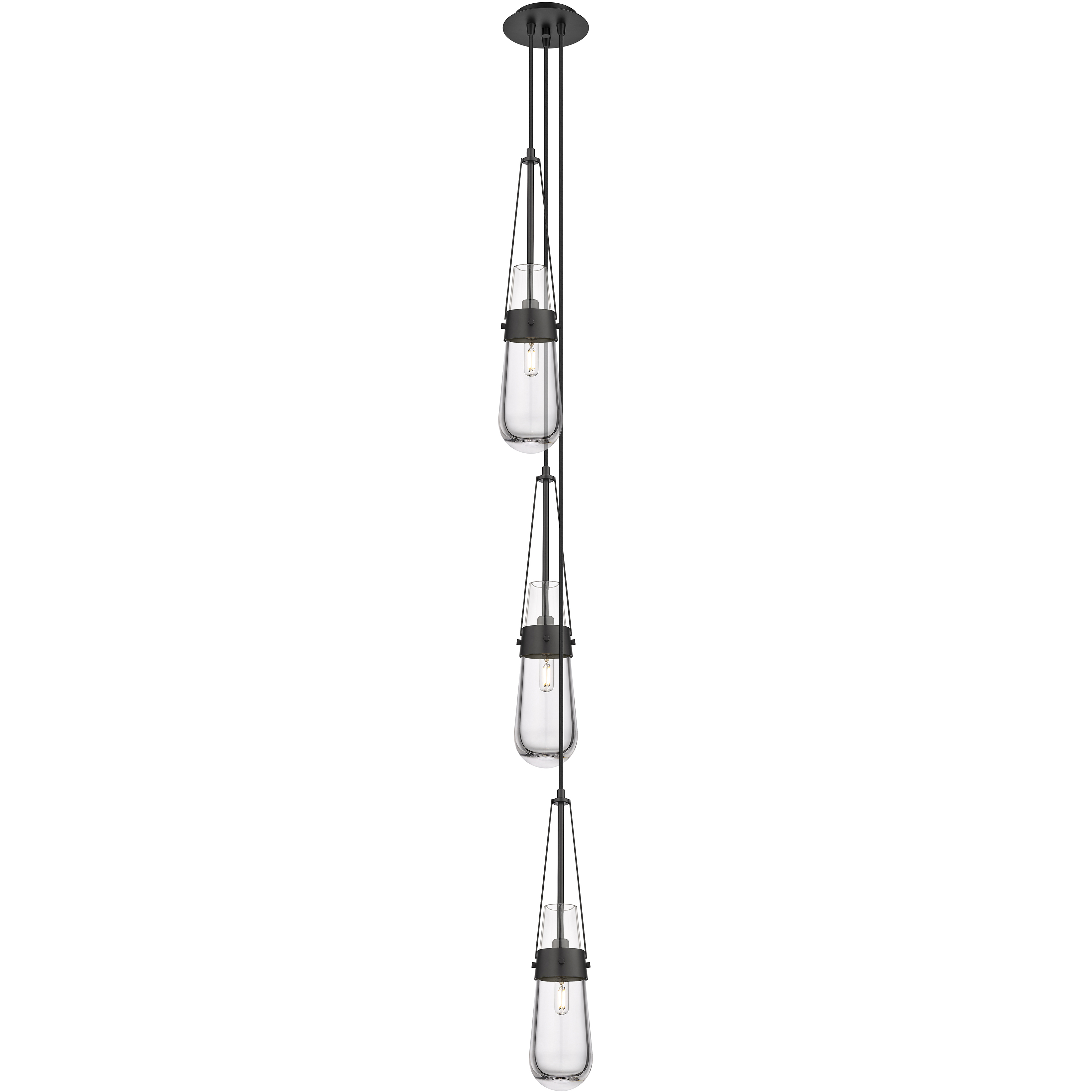 Milan 3 Light 6.38 inch Matte Black Multi Pendant Ceiling Light in Clear Glass