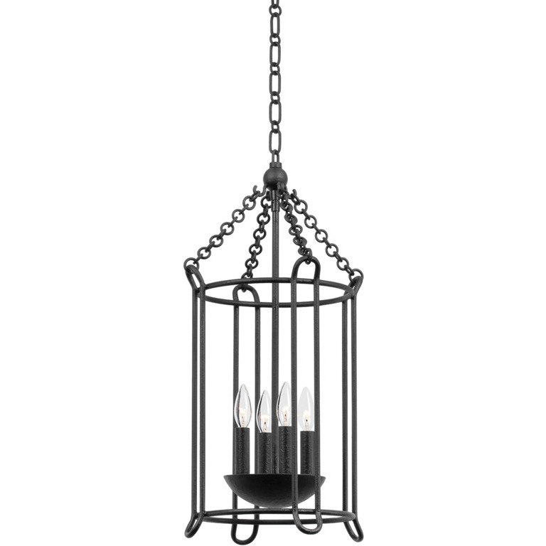Lassen 4 Light 13.5 inch Black Iron Foyer Lantern Ceiling Light