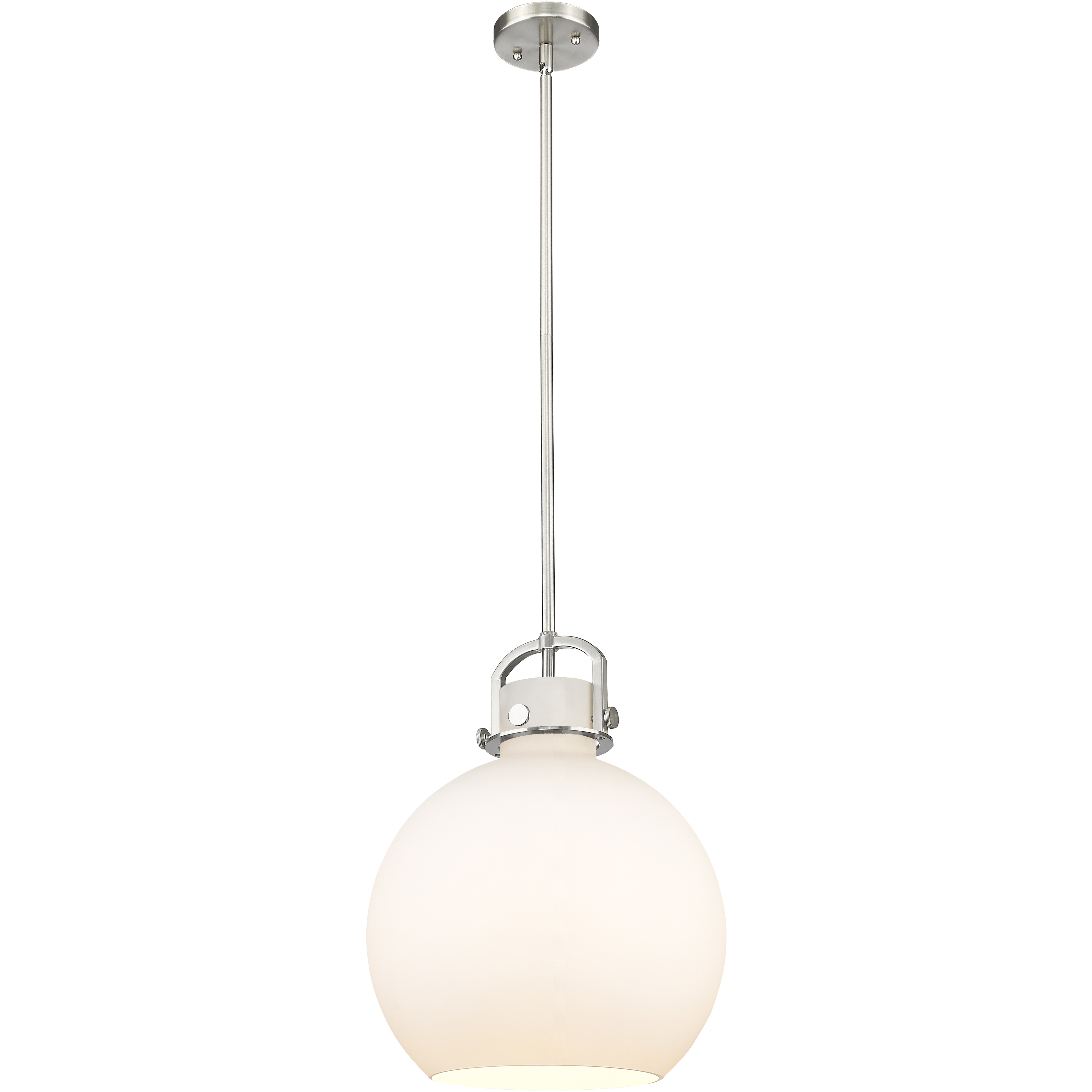 Downtown Urban Newton Sphere 1 Light 14 inch Satin Nickel Pendant Ceiling Light in Matte White