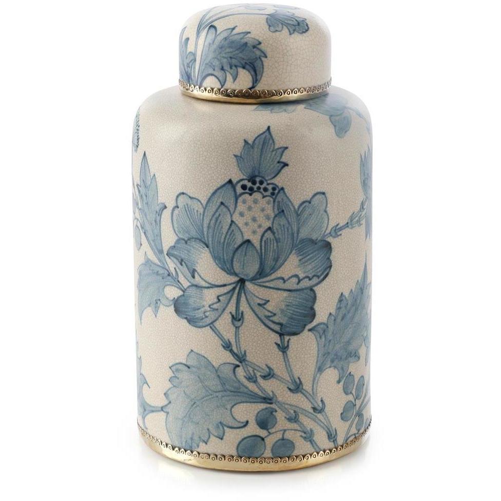 Lidded Bloom 13.5 X 7 inch Jar, Tall