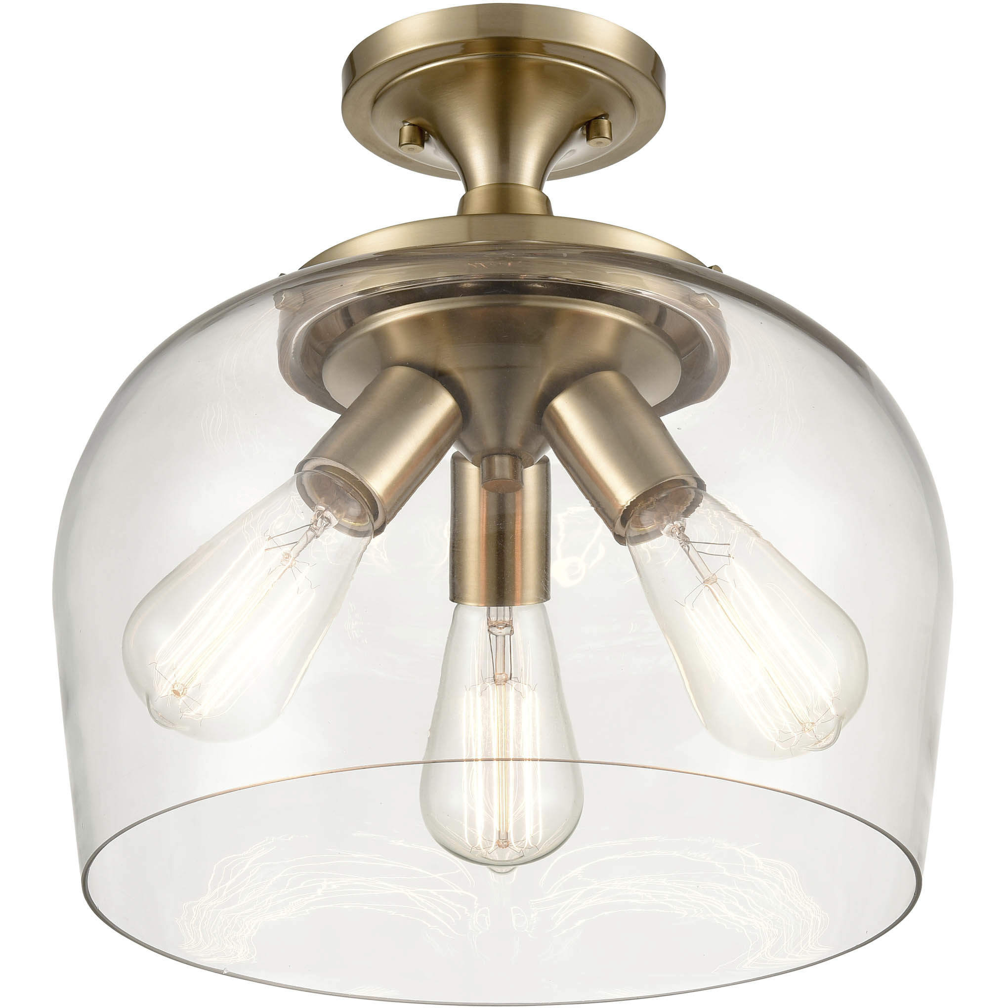 Ashford 3 Light 13 inch Modern Gold Semi-Flush Mount Ceiling Light