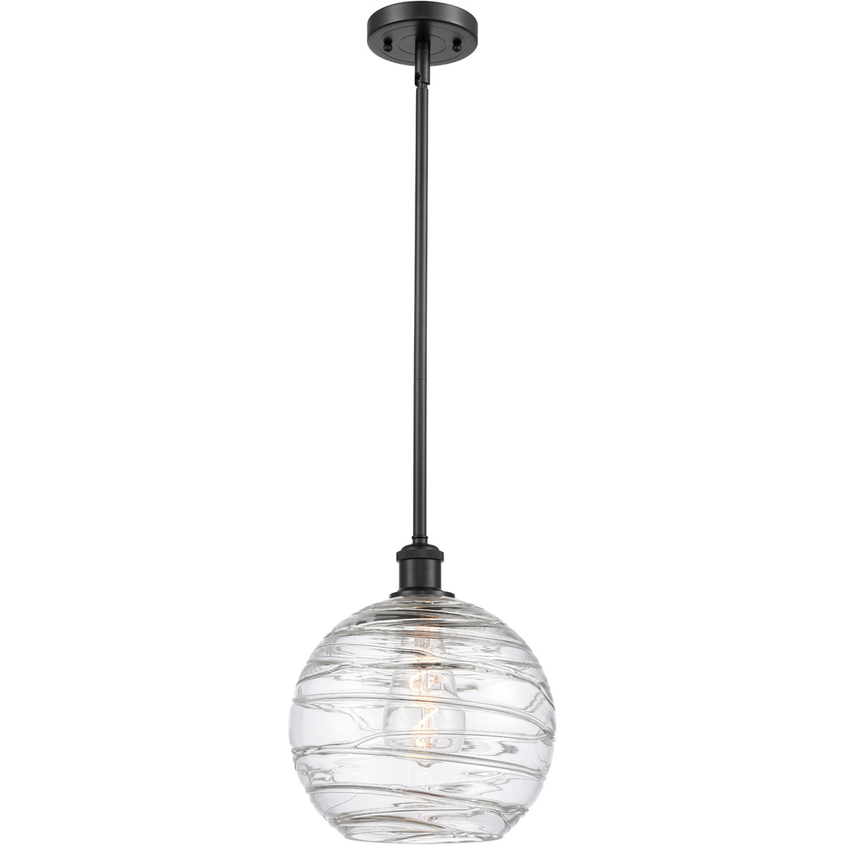 Ballston Large Deco Swirl 1 Light 10 inch Matte Black Pendant Ceiling Light, Ballston